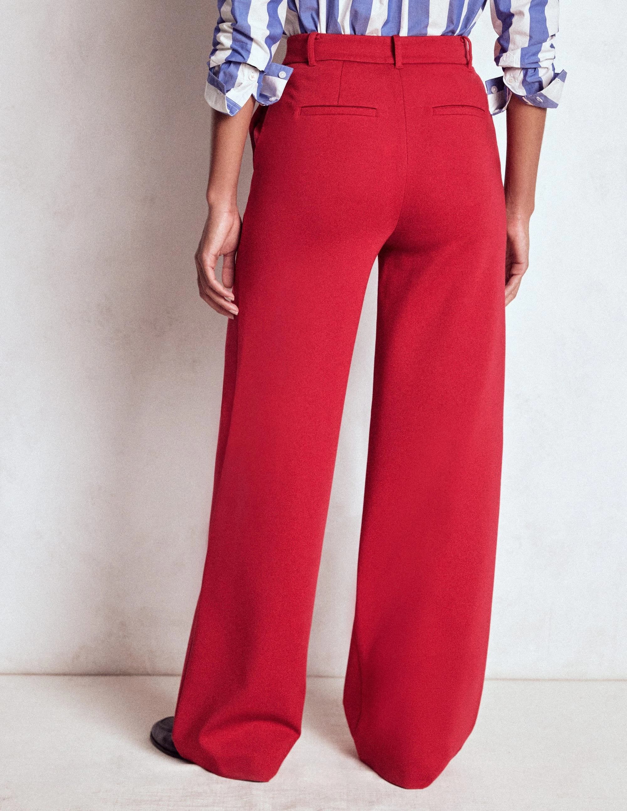 Denim finish Ready For Action Belgravia Ponte Trousers-Carmine Red