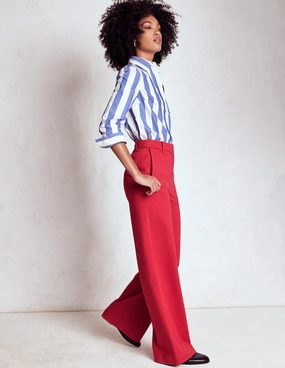 Belgravia Ponte Trousers-Carmine Red Wrinkle Resistant Finish Smart Look