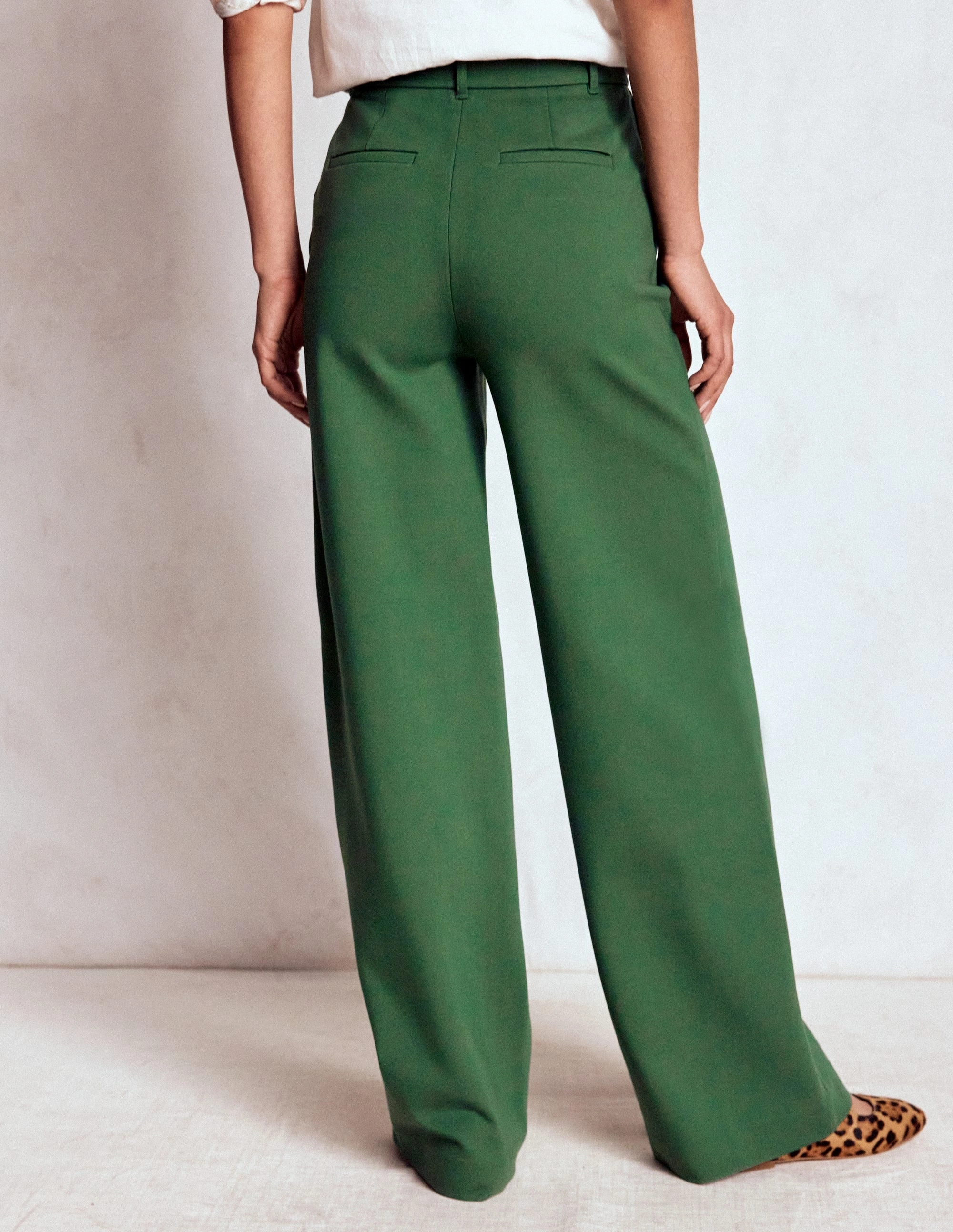 Flexible Ankle Cuffs Belgravia Ponte Trousers-Hunter Green