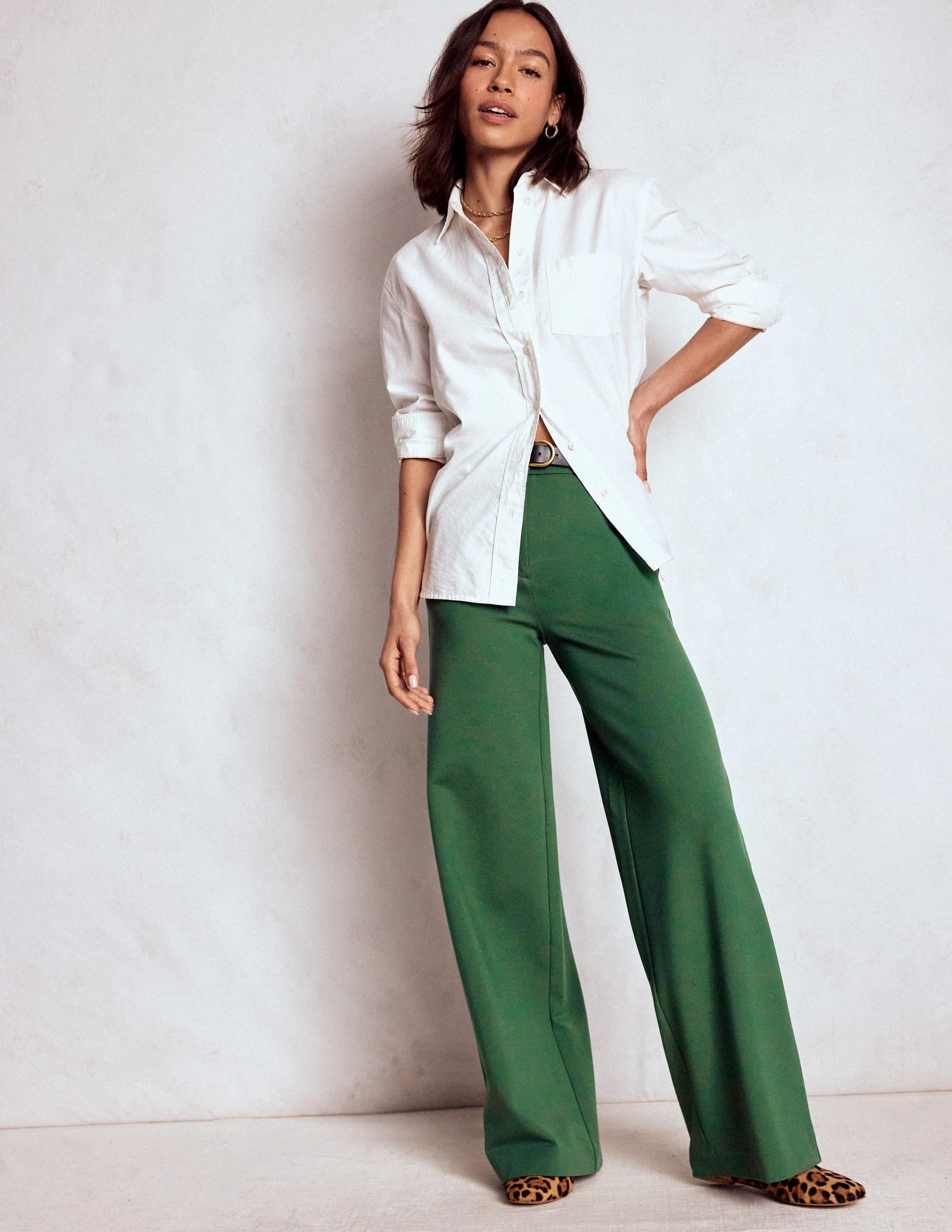 Belgravia Ponte Trousers-Hunter Green Relaxed Wearable