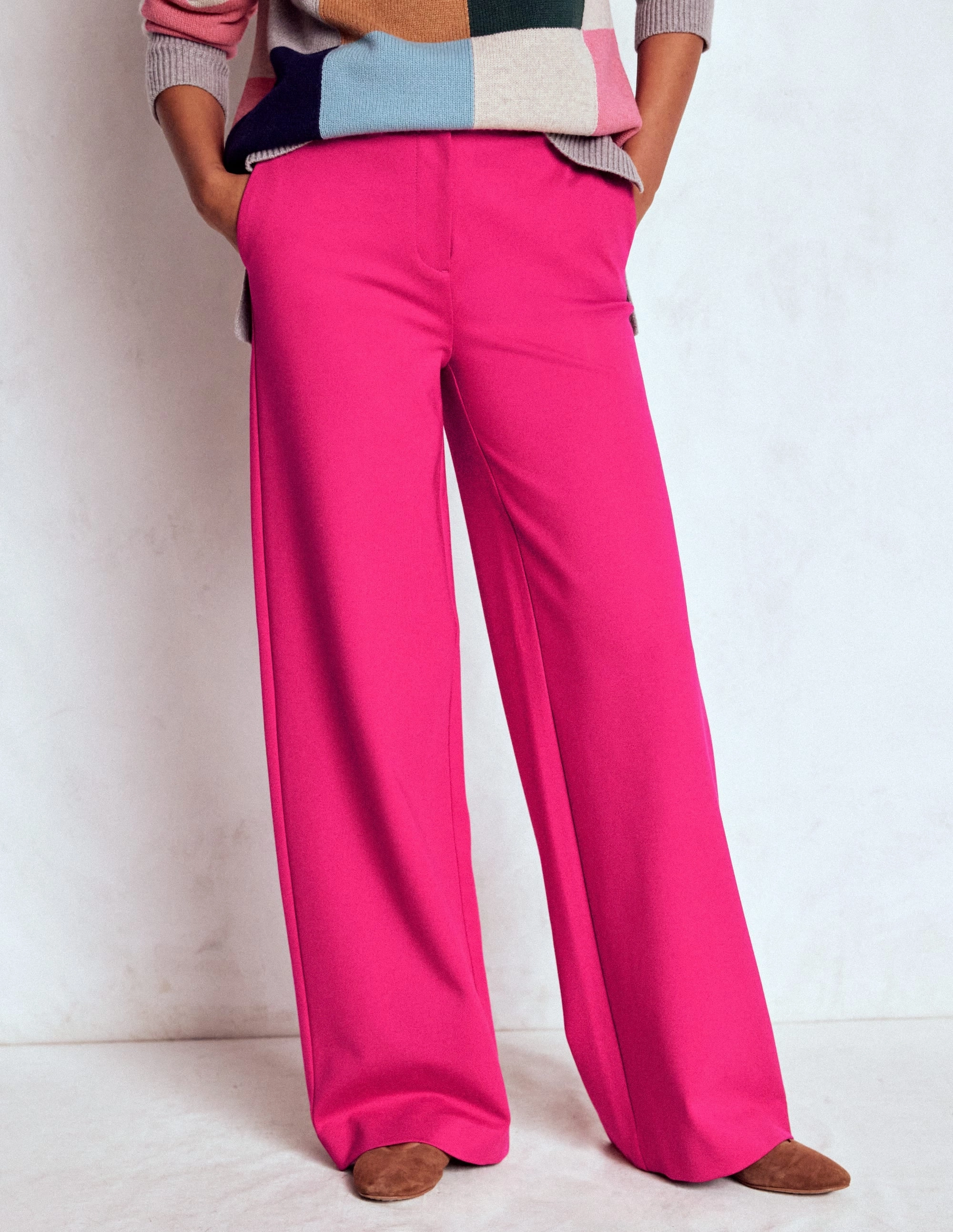 Relaxed Wearable Belgravia Ponte Trousers-Vibrant Pink