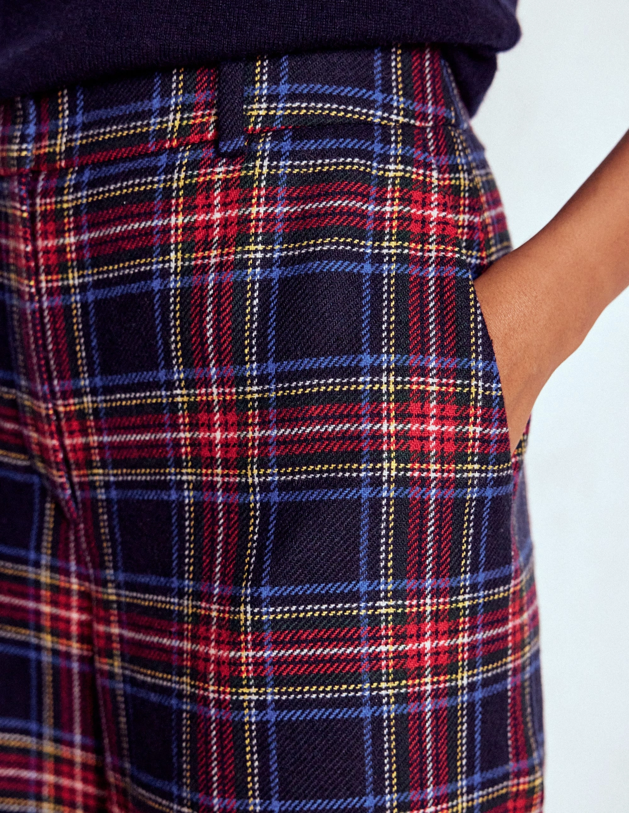 Urban Cool TaglessLabel Belgravia Wool Trousers-Navy, Green and Red Check