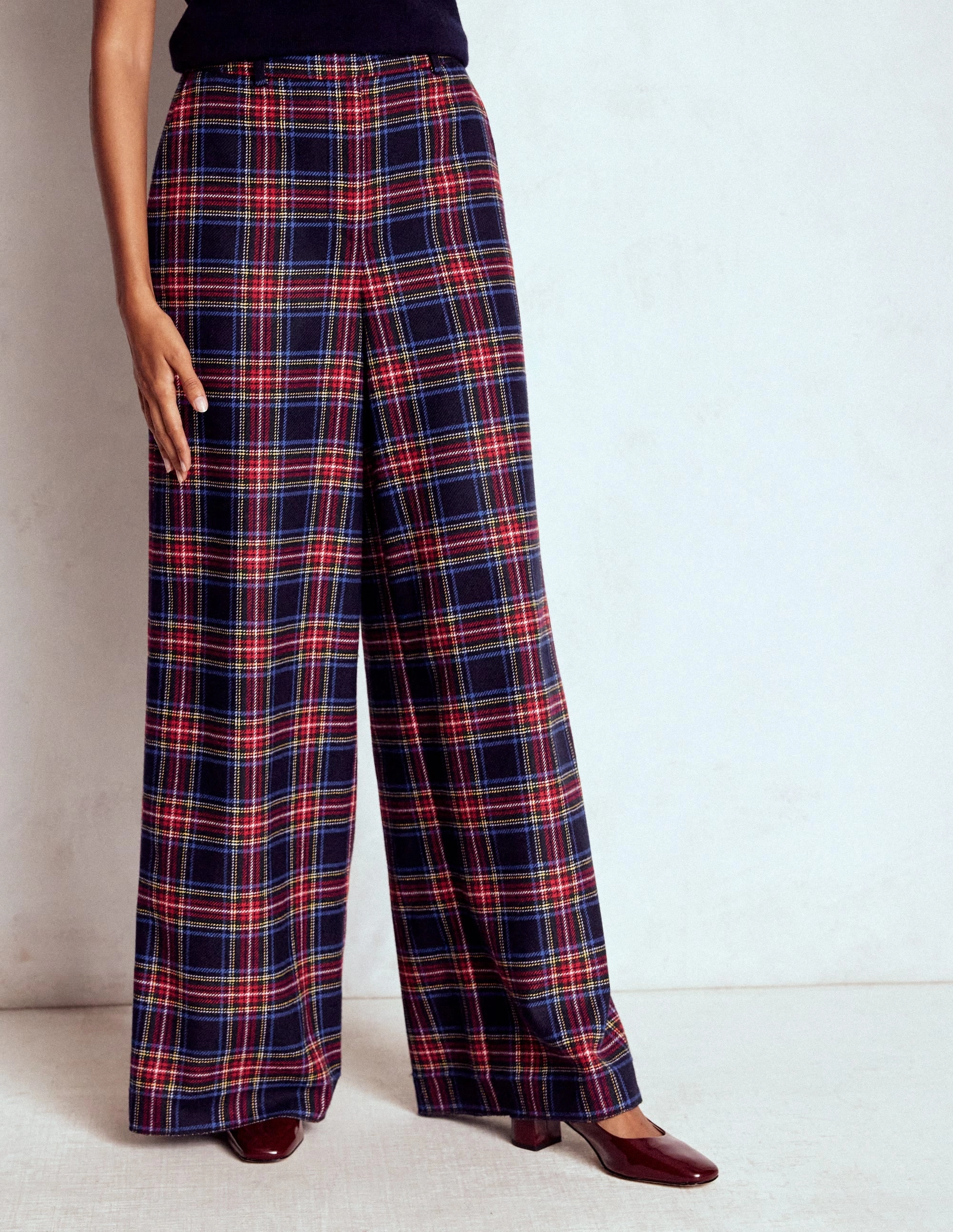 Belgravia Wool Trousers-Navy, Green and Red Check WindproofLayer