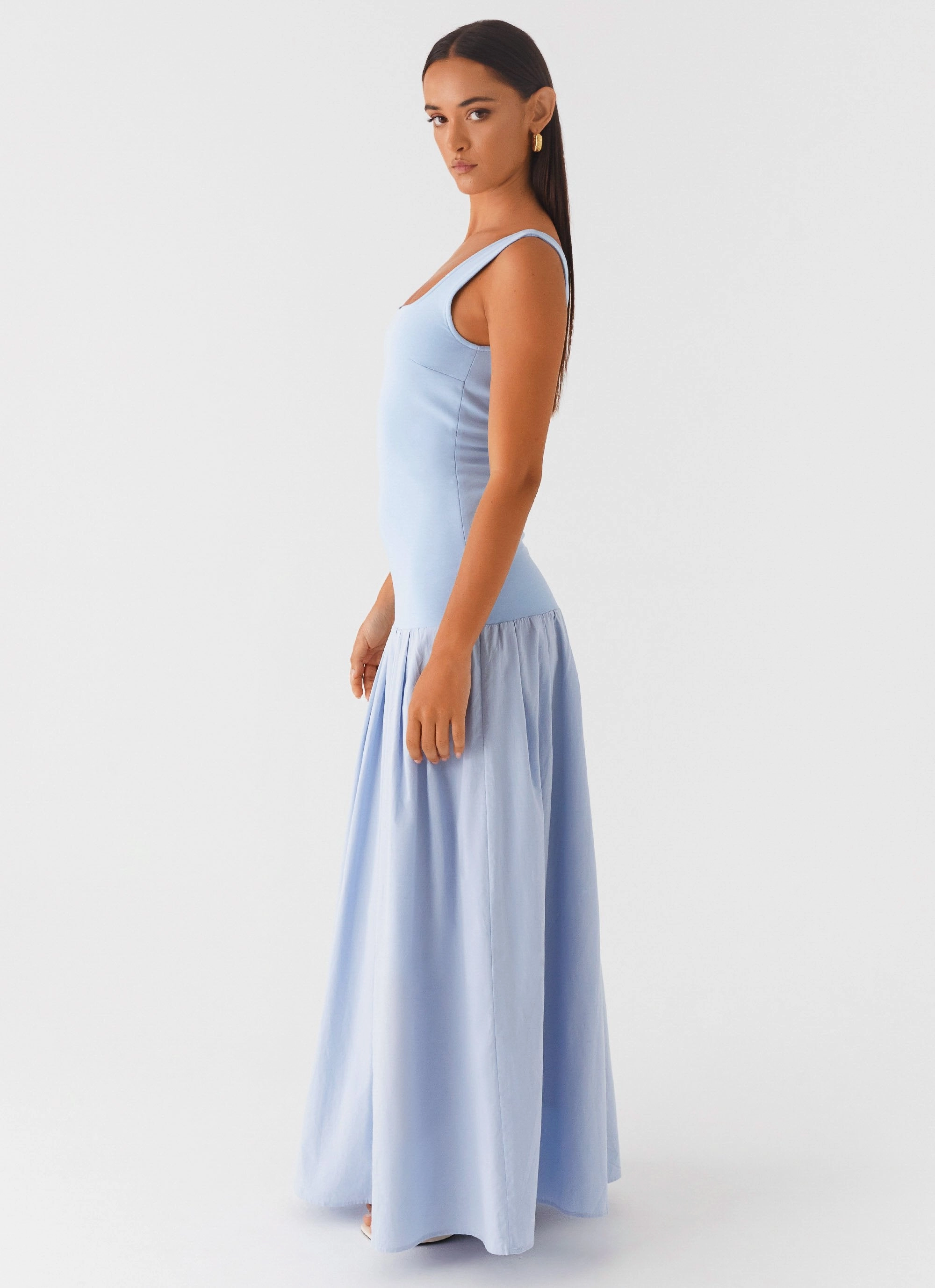Layered Comfort Dropped-Waist Jaxon Maxi Dress - Blue
