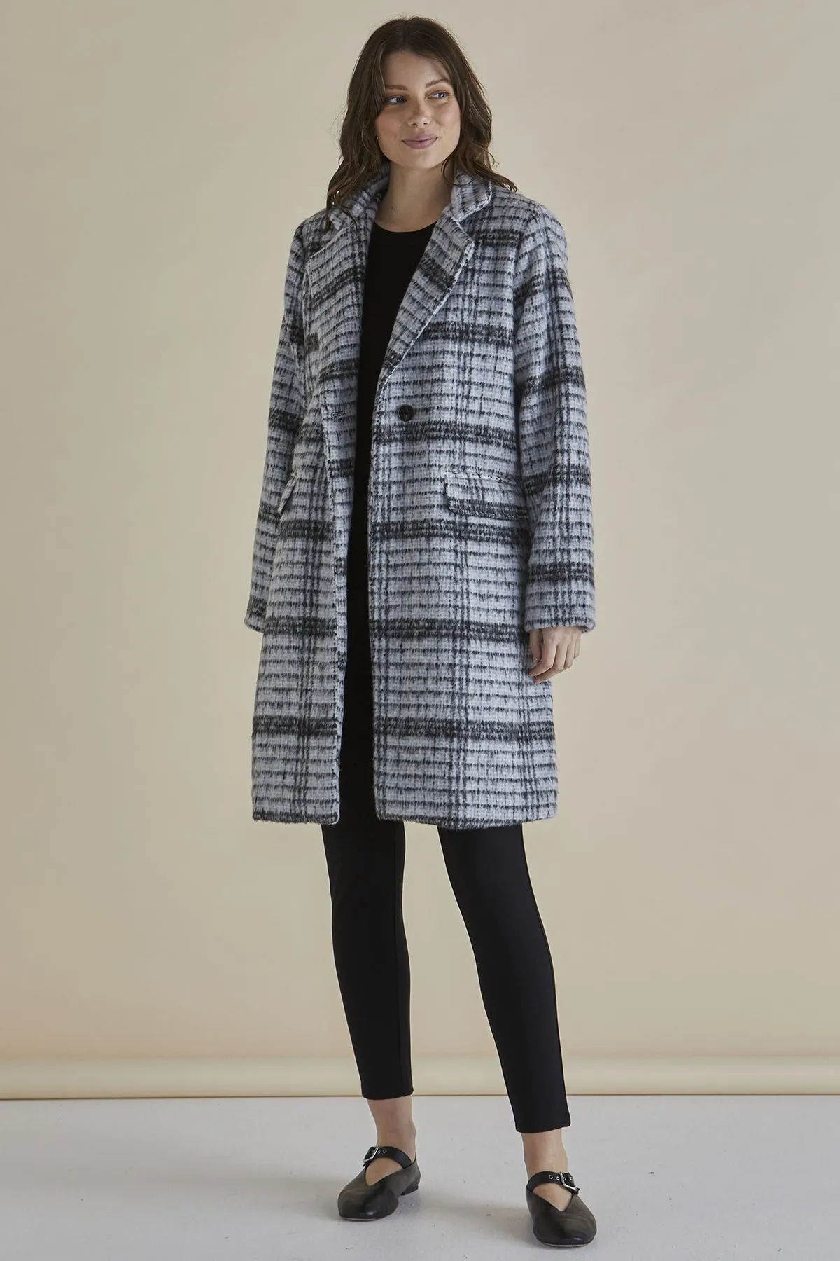 Poly Blend Betty Basics Wanda Coat Mono Chrome