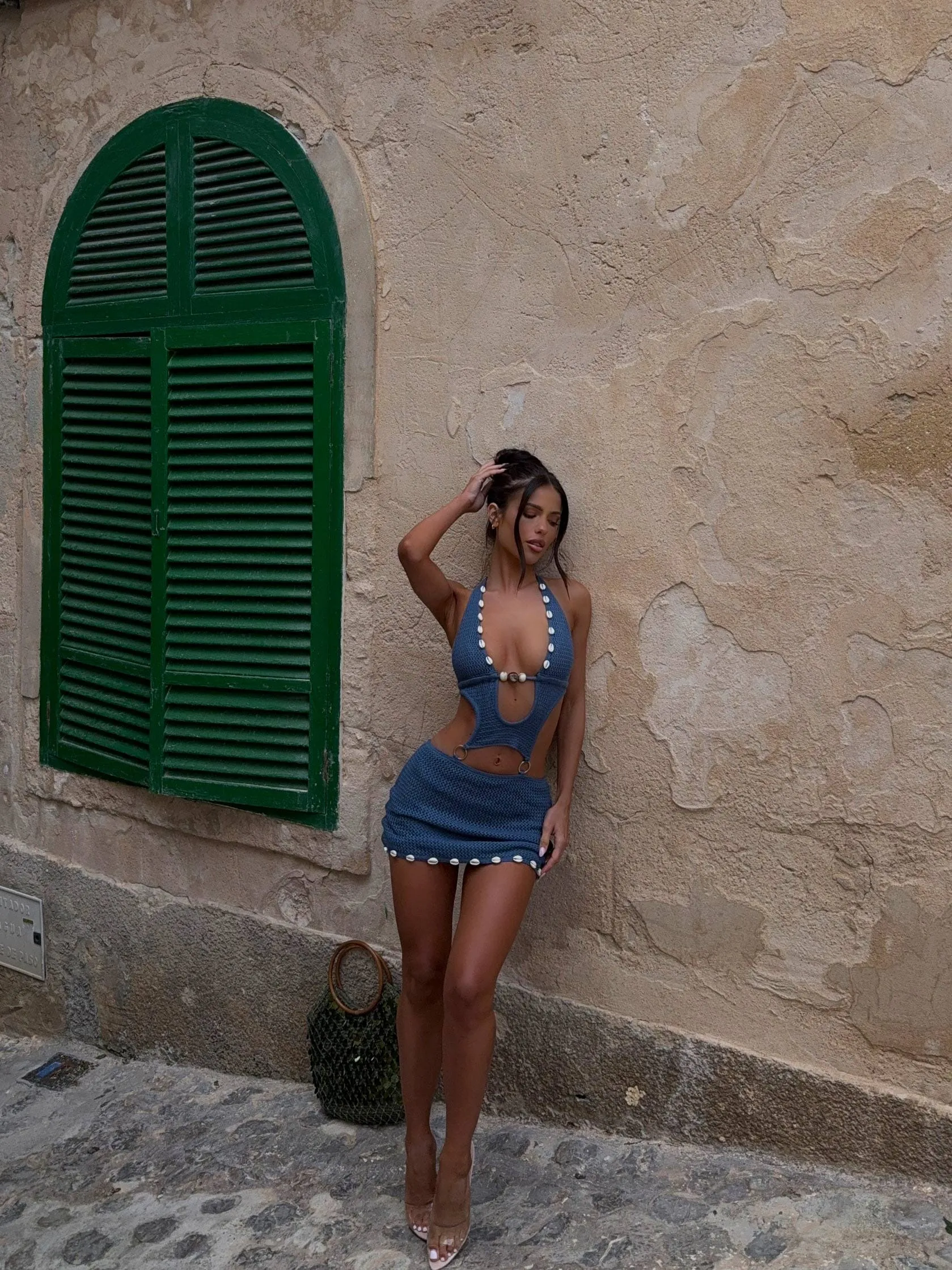 Layered Texture ESLA DRESS STEELE BLUE