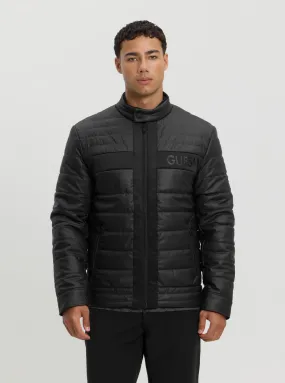 StretchFit Silhouette Cold Weather Black Logo Padded Jacket
