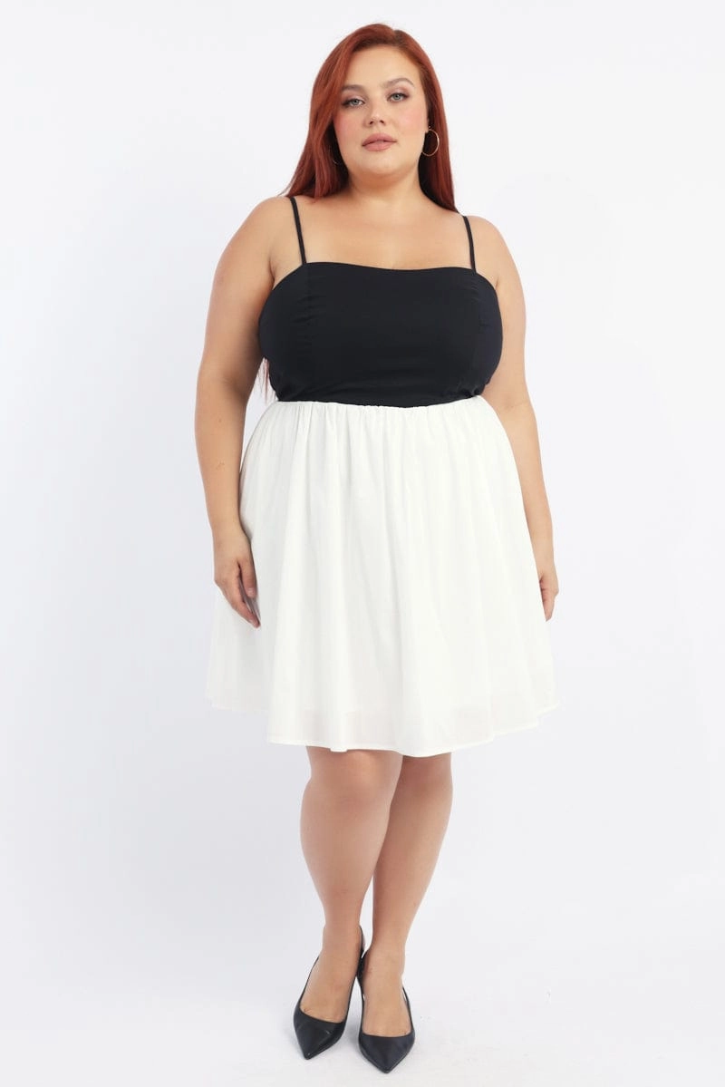 Romance Soul Black Cotton Poplin Contrast Bodice Minidress