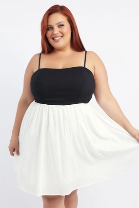 Cool Structure Breezy Mood Black Cotton Poplin Contrast Bodice Minidress