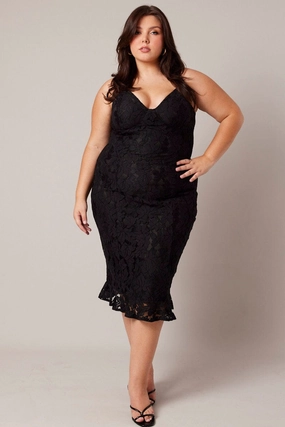 Black Lace Bra Cup Bodycon Dress Kimono-Sleeve Patterned-Fabric