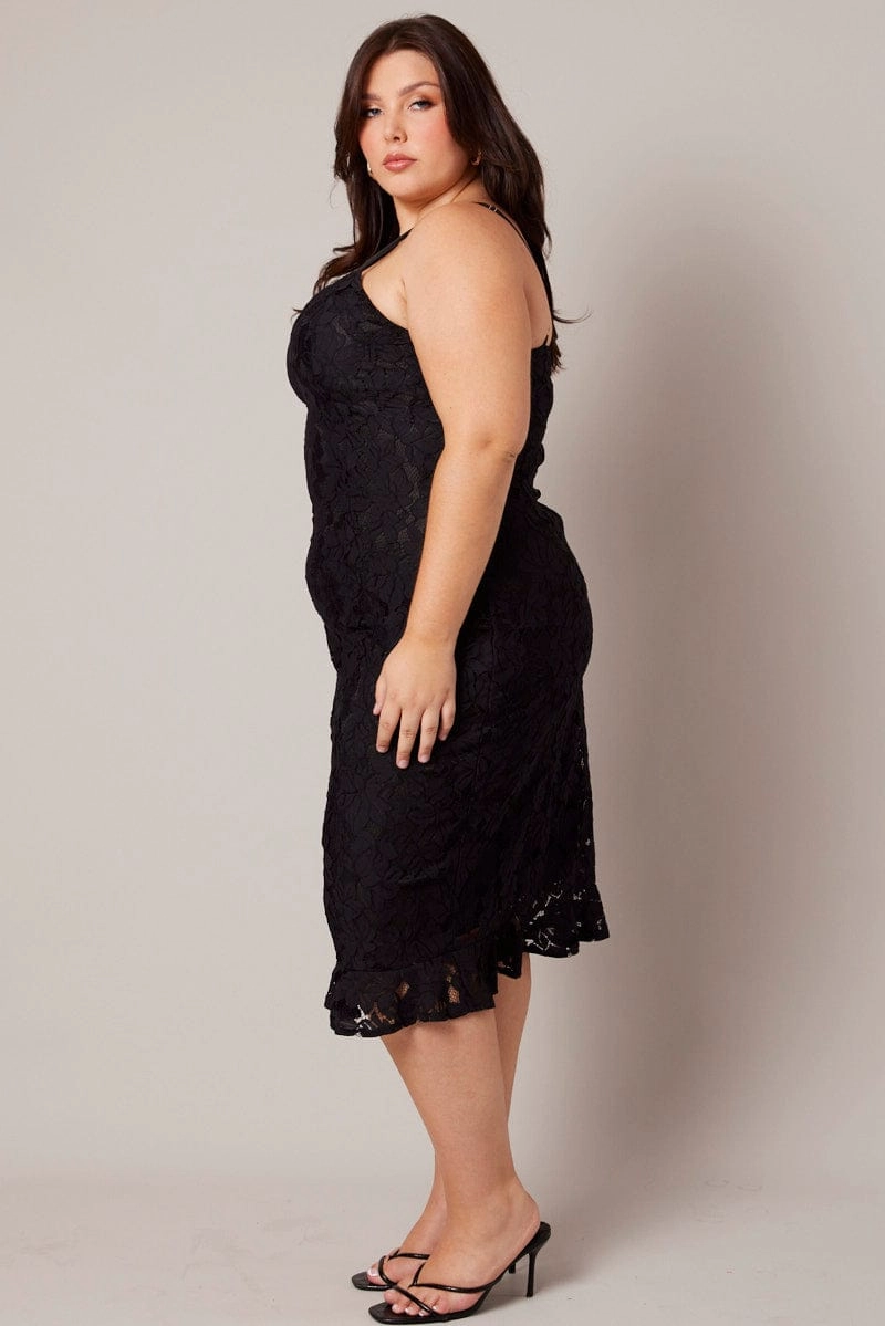 Formal Outfit Black Lace Bra Cup Bodycon Dress