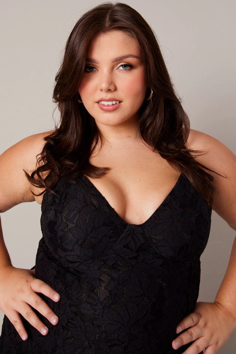 Fashion Forward Smooth Vibes Black Lace Bra Cup Bodycon Dress