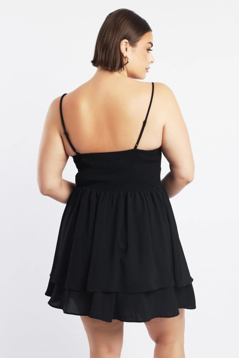 Black Shoestring Strap Cowl Neck Minidress Wedding guest