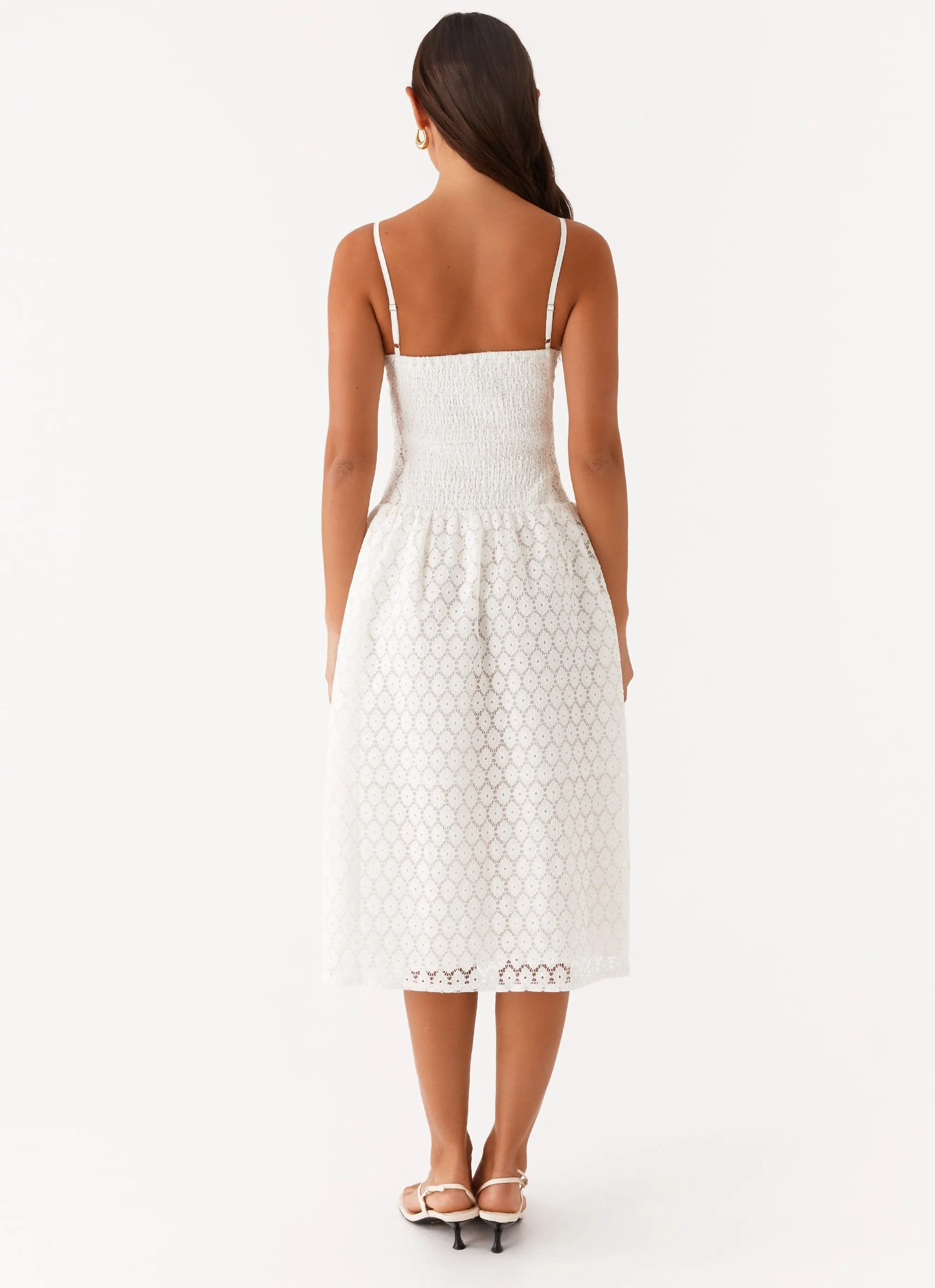 Blooming Corset Midi Dress - White All Gender