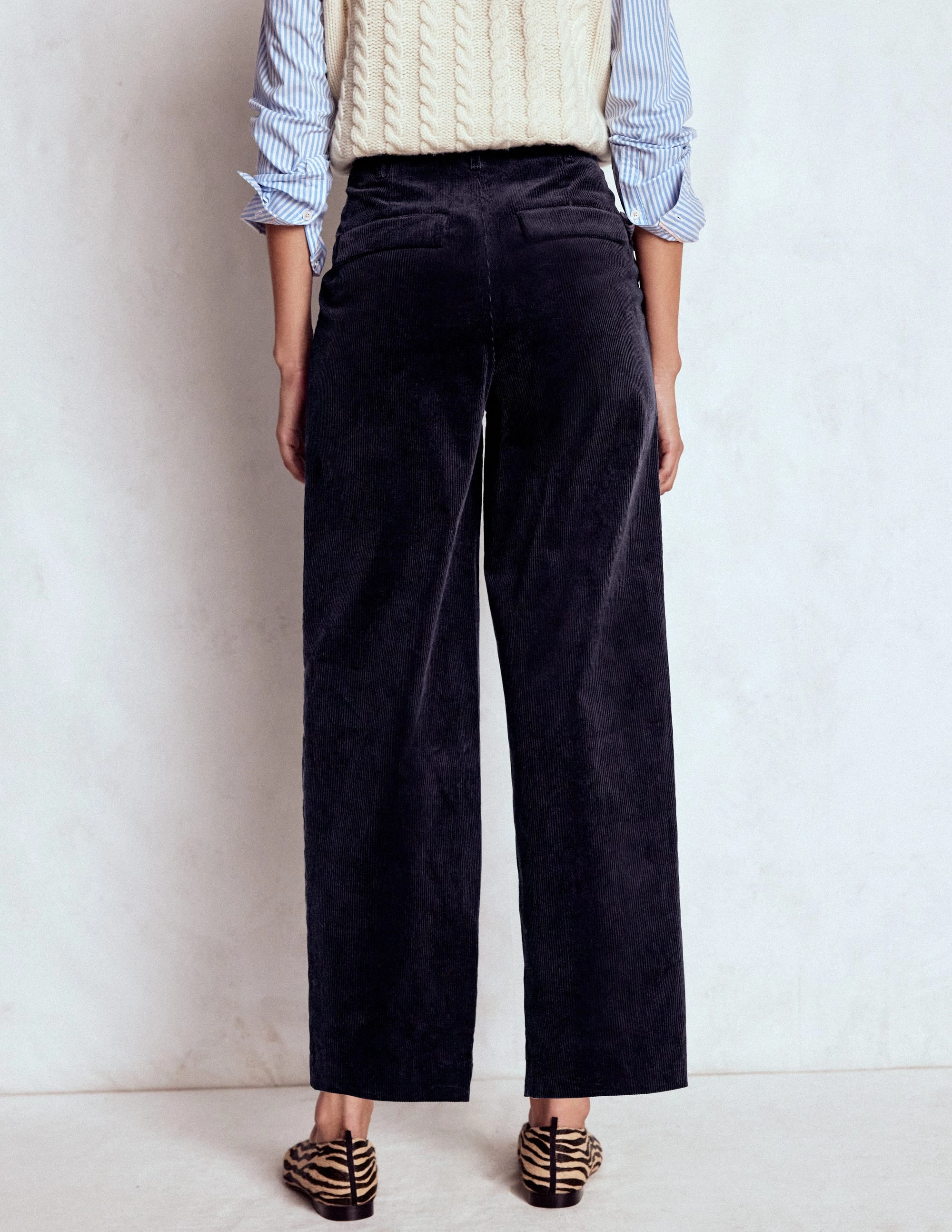 Bloomsbury Cord Trousers-NAVY Core Cut Breathable Comfort Design