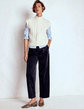 Bloomsbury Cord Trousers-NAVY Stretchy Material Abrasion Resistant Material