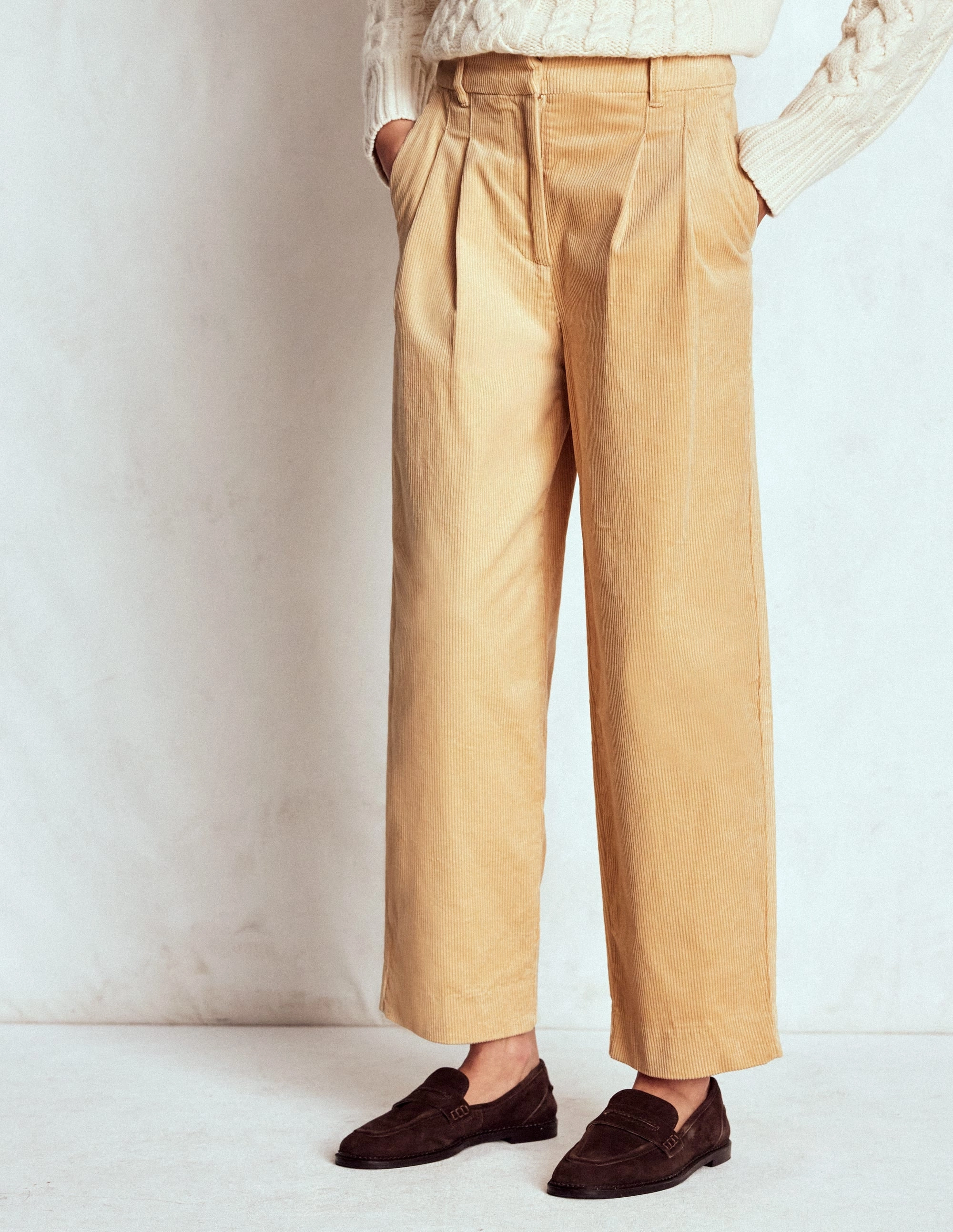 Quick Wear Smart Style Bloomsbury Cord Trousers-Stone