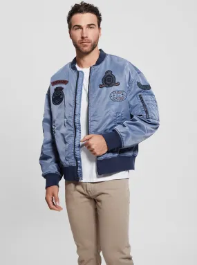 Outdoor Activity Blue Ace Twill Washed Bomber Jacket
