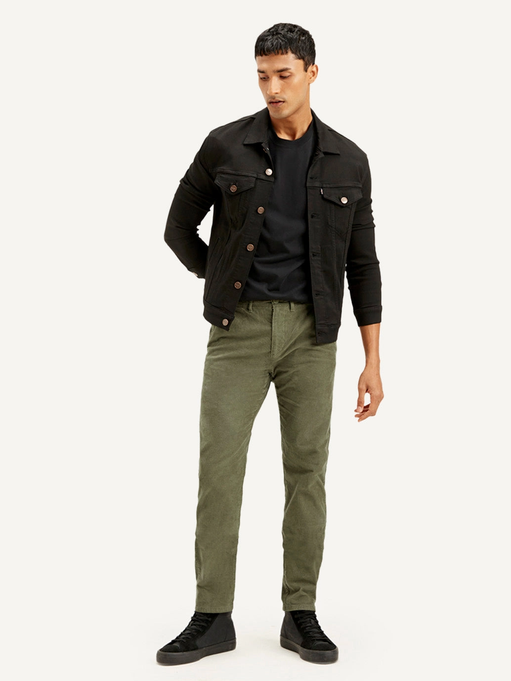 Cold Weather Wear Effortless Style Men's Olive Slim Tapered Fit Chinos