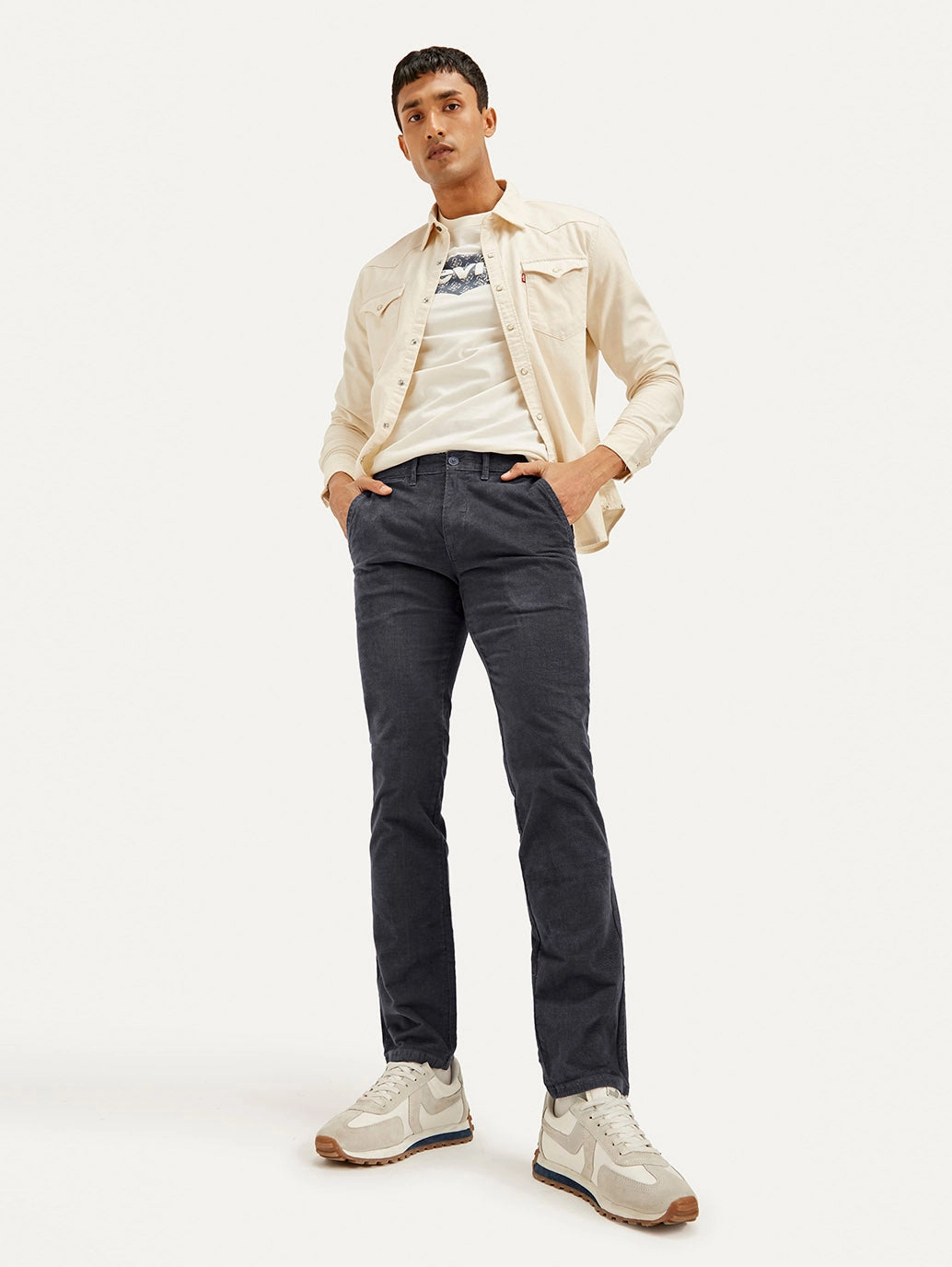 Minimal Comfort Smart Motion Men's Charcoal Grey Slim Fit Chinos