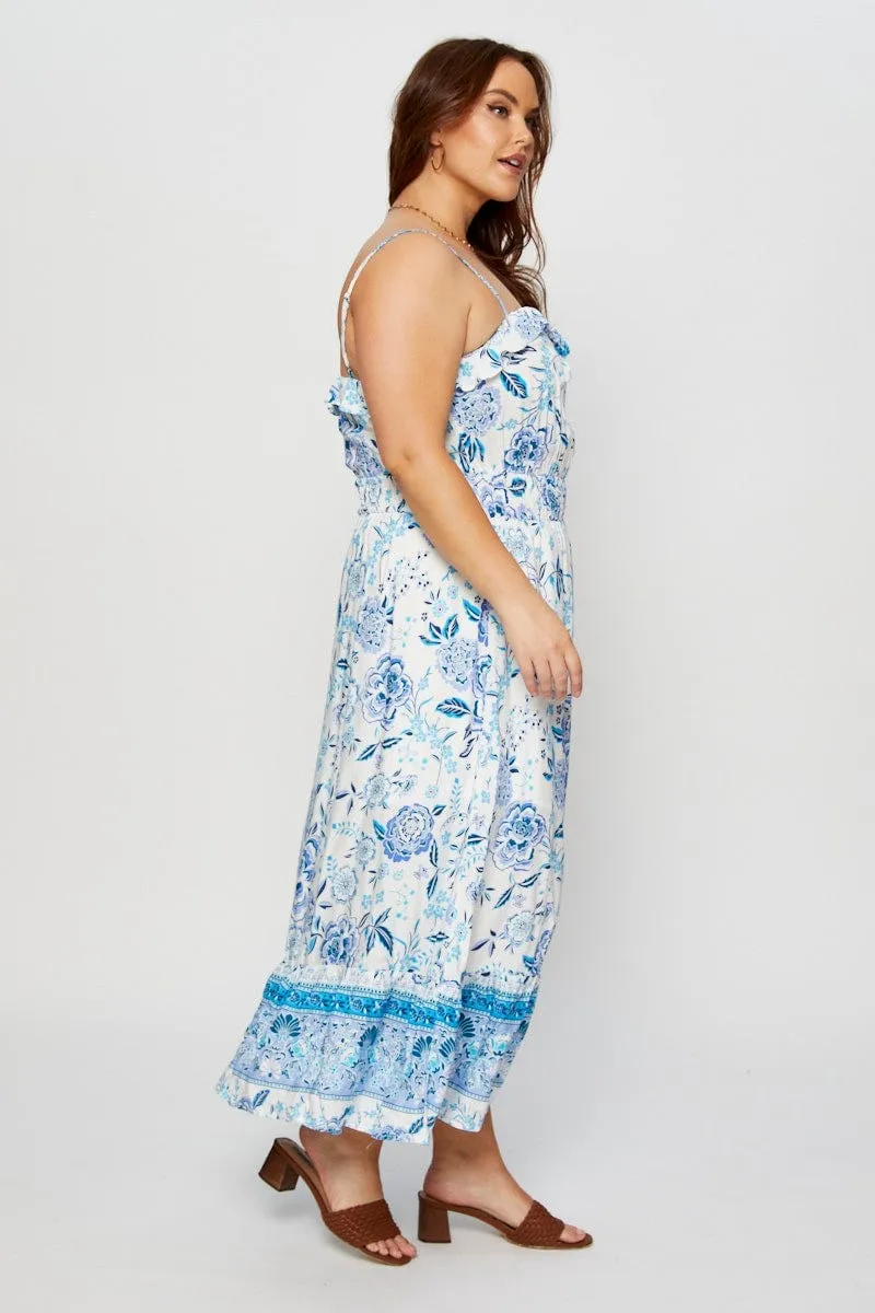 Boho Print Maxi Dress Square Neck Short Sleeve Cozy And Stylish Multi Season