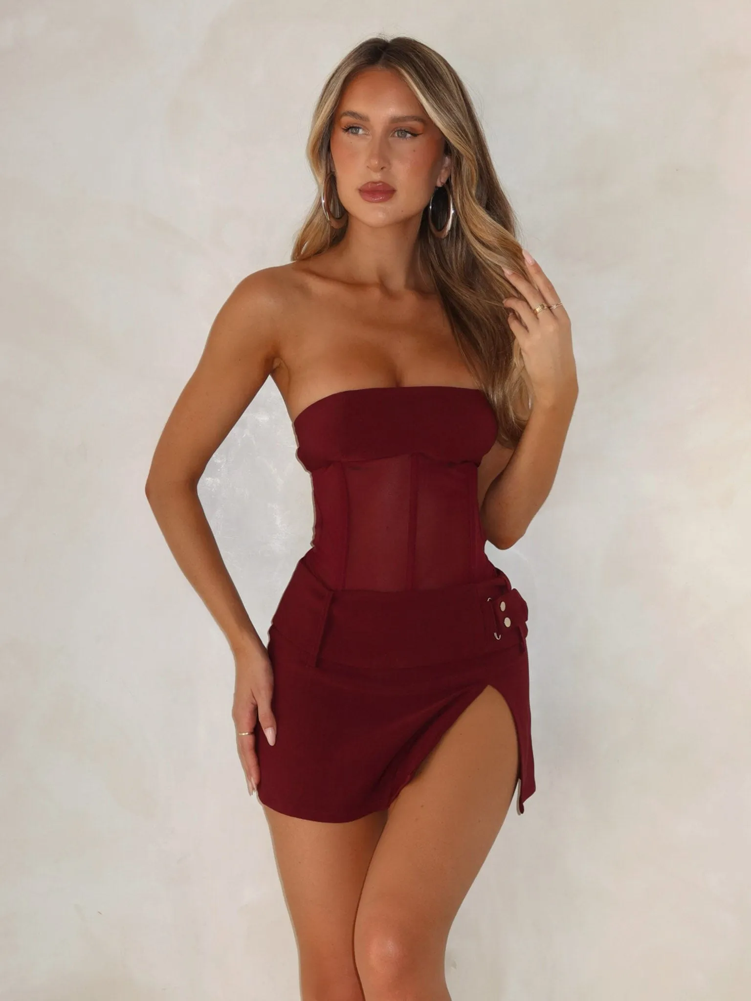 BEAU MINI DRESS BURGUNDY Urban Edge