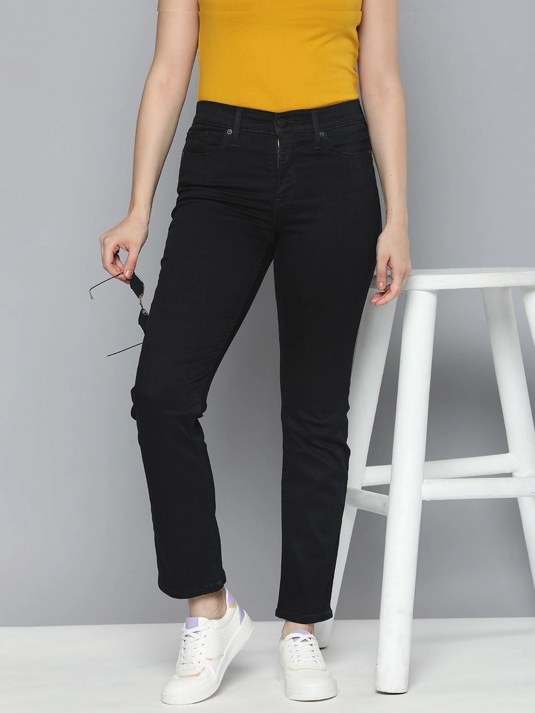 Sunny Vibes Teen Outfit Summer Vibes Casual Friday Elegant Casual Women's 314 Black Straight Fit High Rise Jeans