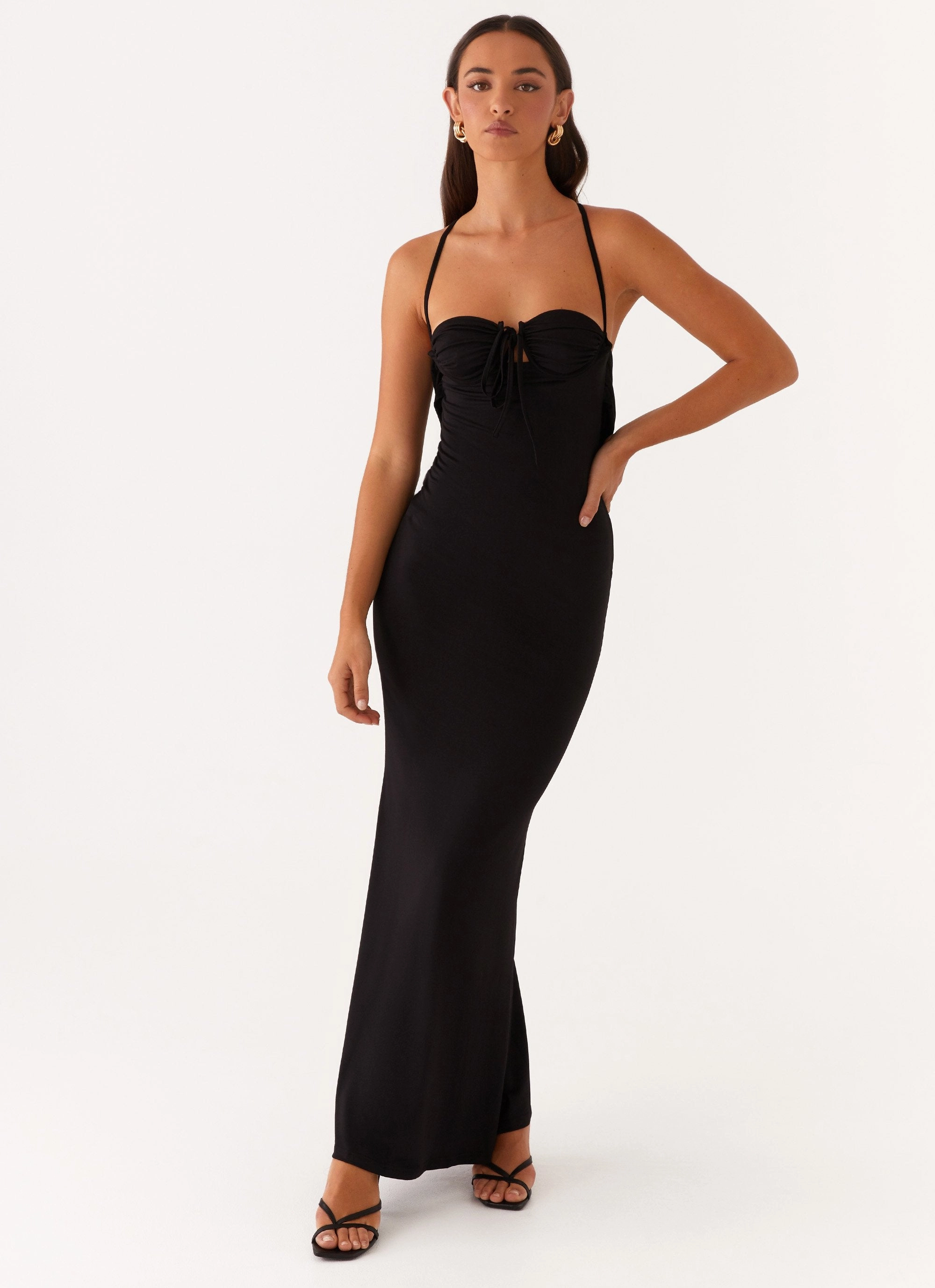 Bombshell Maxi Dress - Black High-waist Light Drape