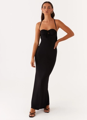 Bombshell Maxi Dress - Black High-waist Light Drape