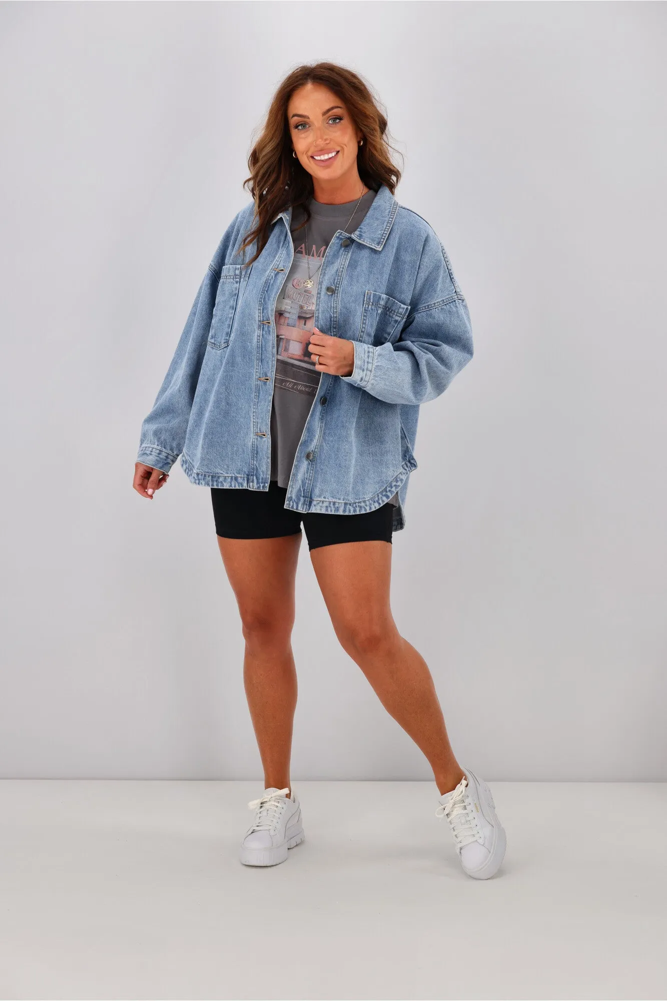 Adjustable Hemline All About Eve Dale Shacket Light Blue