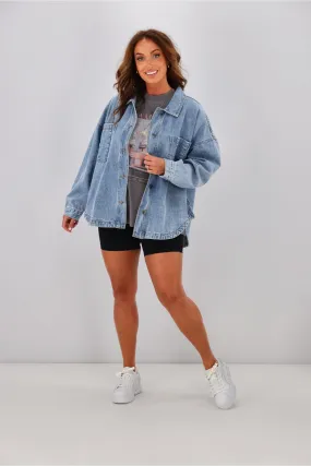 Adjustable Hemline All About Eve Dale Shacket Light Blue