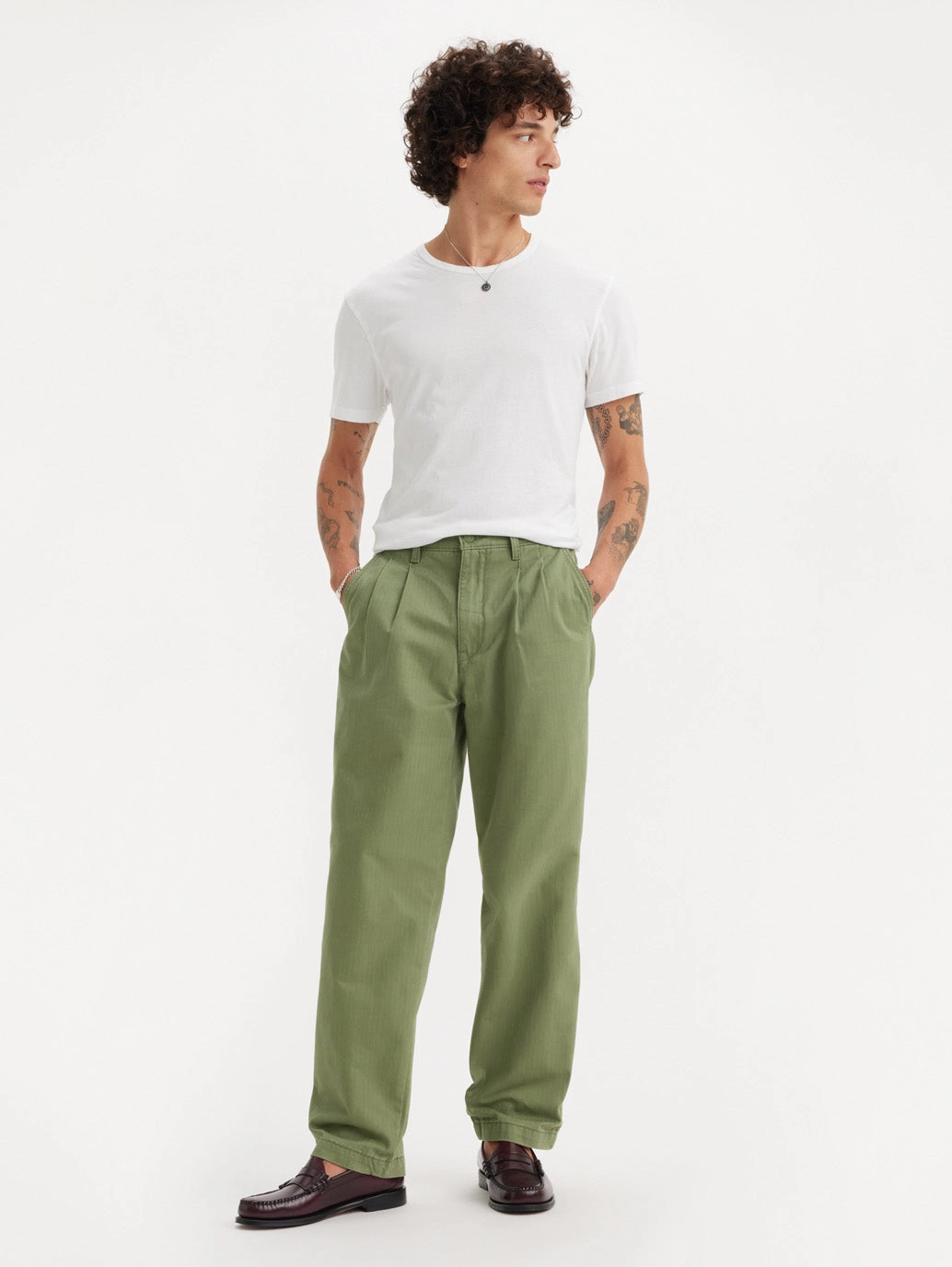 Clean Fit Quick-Dry Fabric Men's Olive Regular Fit Chinos
