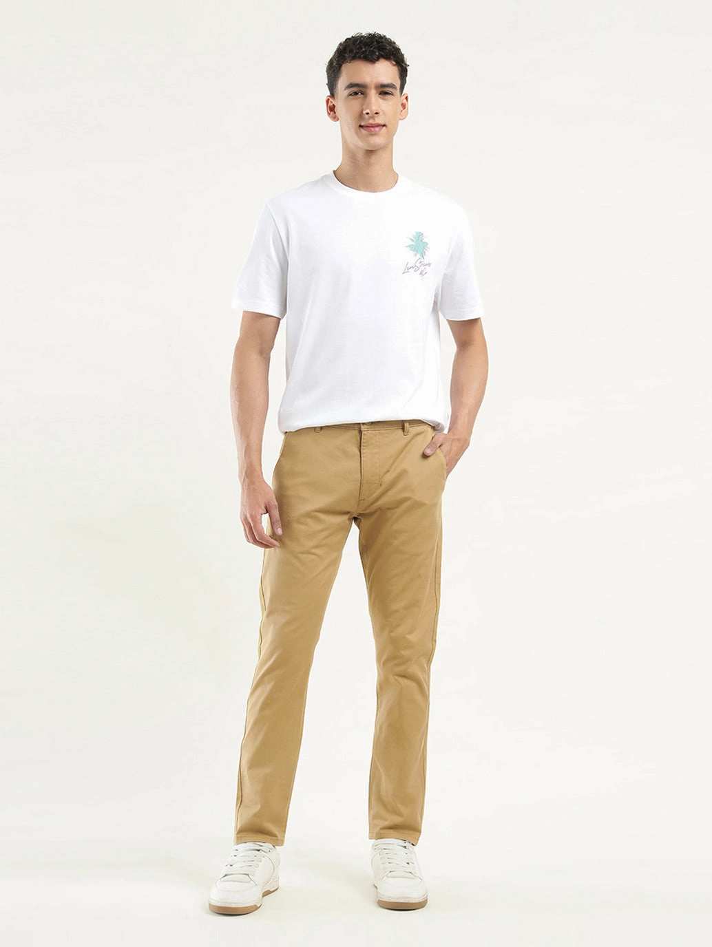 Stretch Support Fit Men's Khaki Slim Tapered Fit Chinos