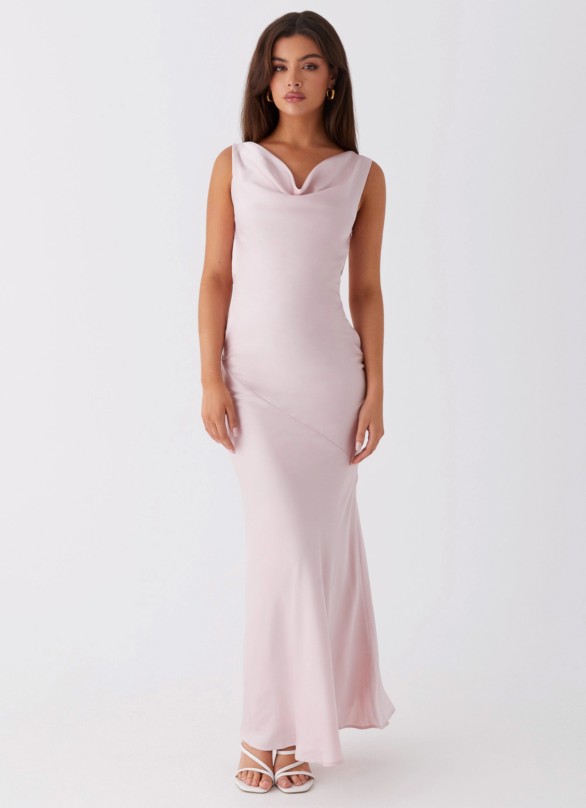 Layered-Sleeve Chic Silhouette Be Mine Satin Maxi Dress - Mauve Pink