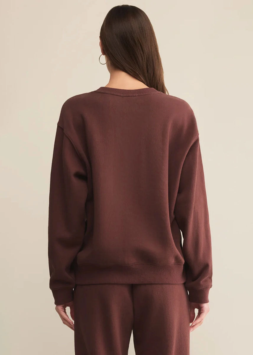 Boyfriend Cotton Sweatshirt - Sandalwood Eco Conscious Processing