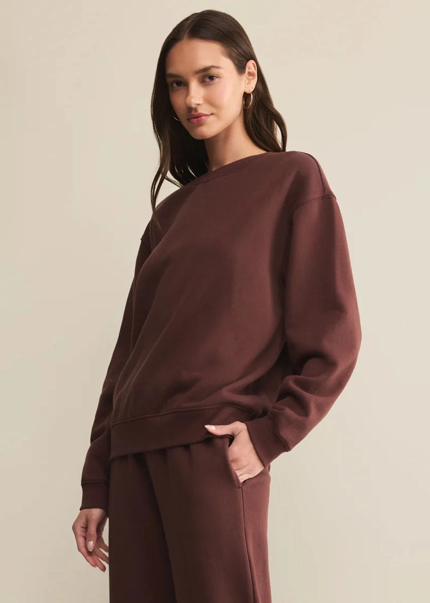 Chilly Ready Boyfriend Cotton Sweatshirt - Sandalwood
