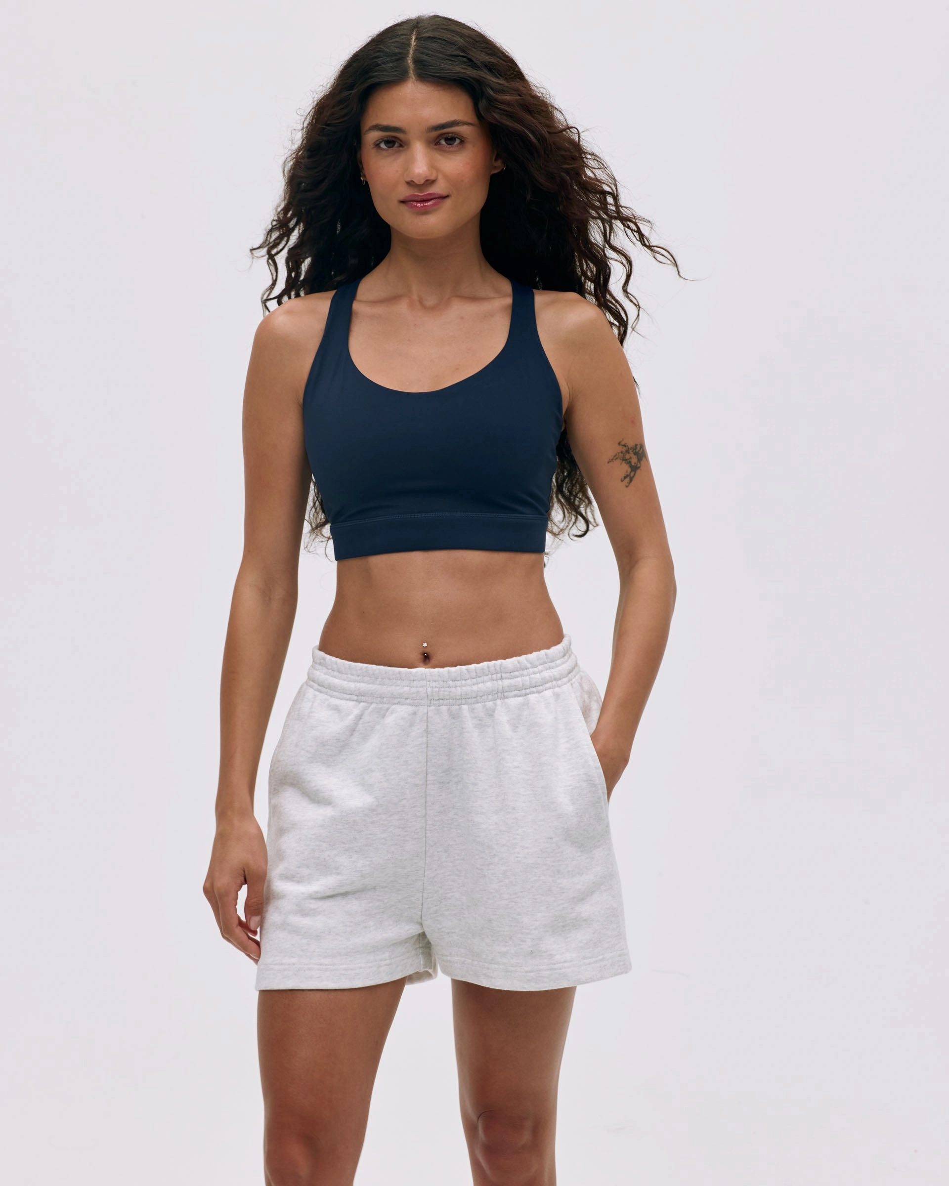 Versatile Wear maternity option Branded Sweat Shorts - Light Grey Melange