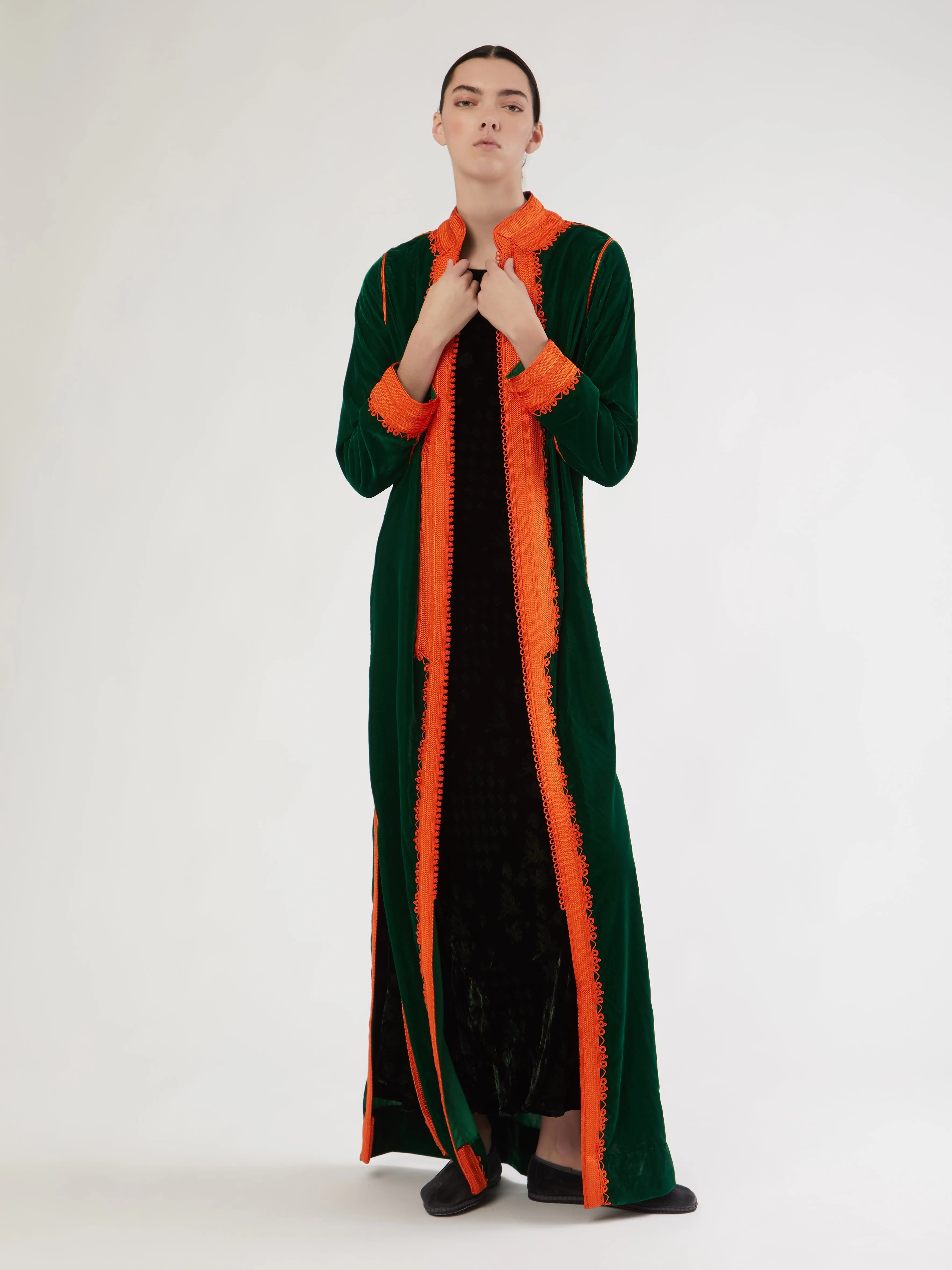 Stretchable Waistband Moroccan long velvet robe