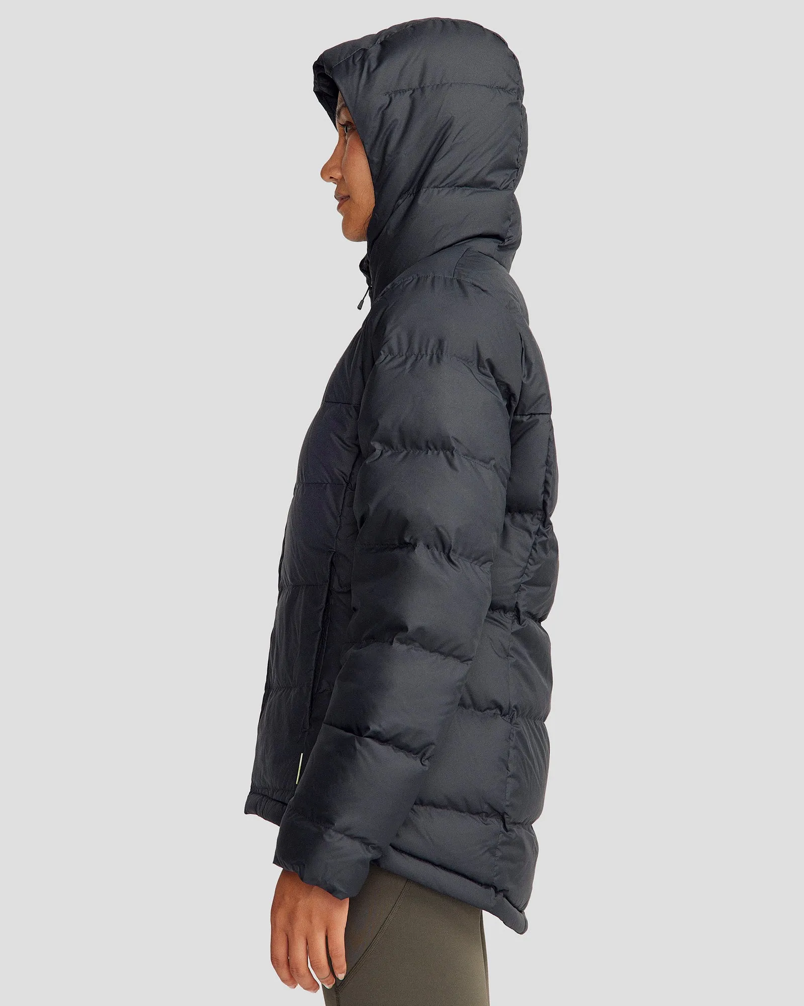 Women's Epiq Hooded Down Jacket - Black Textured Finish Casual Street Style
