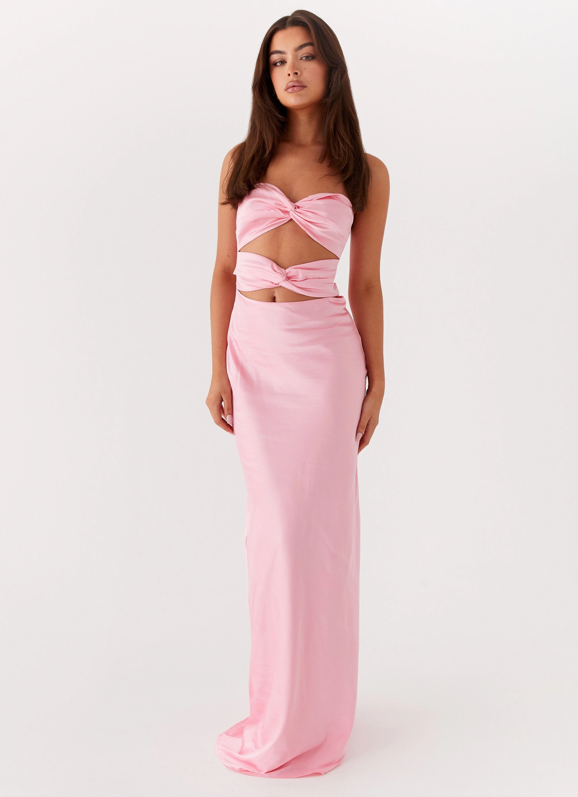 Tianna Strapless Maxi Dress - Pink Nature Inspired