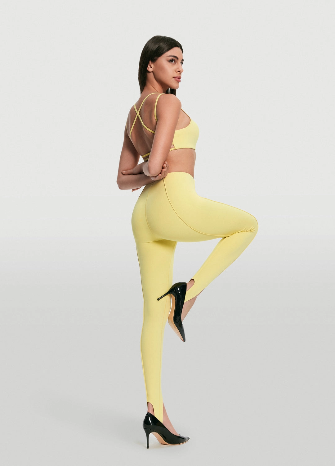 Casual Fit Wear Reflective Logo Detail High-Rise Stirrup Leggings