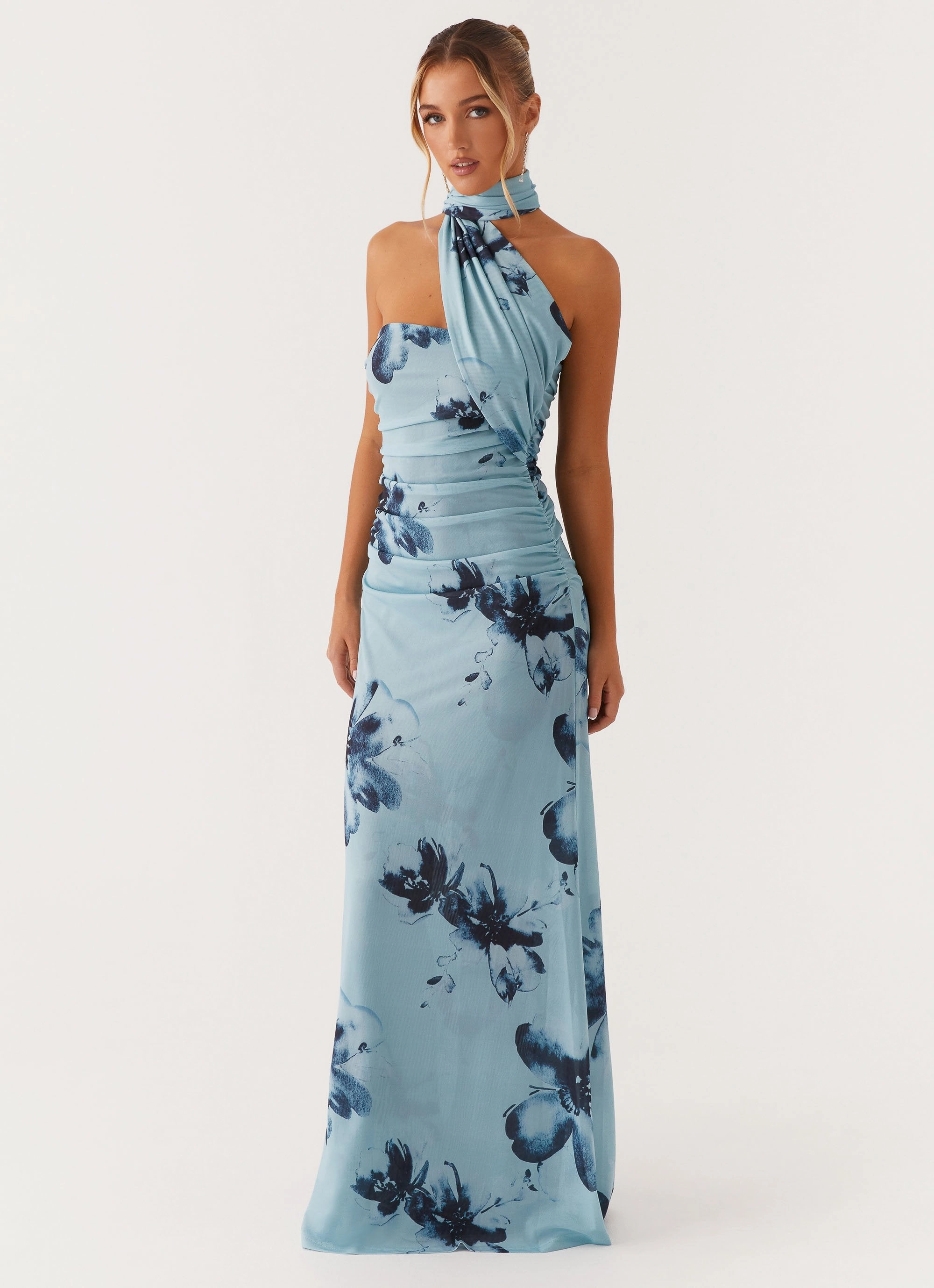 Songbird Maxi Dress - Blue Black Floral Edgy-Look