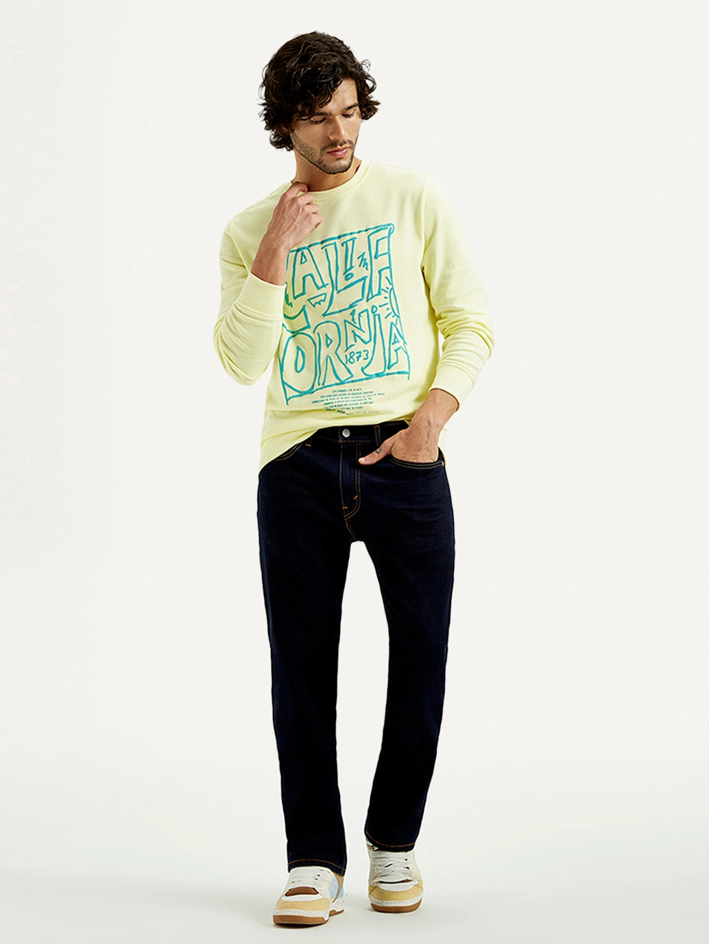 Men's 505 Dark Indigo Straight Fit Mid Rise Jeans Outfit Ready Style Fashion Uniform