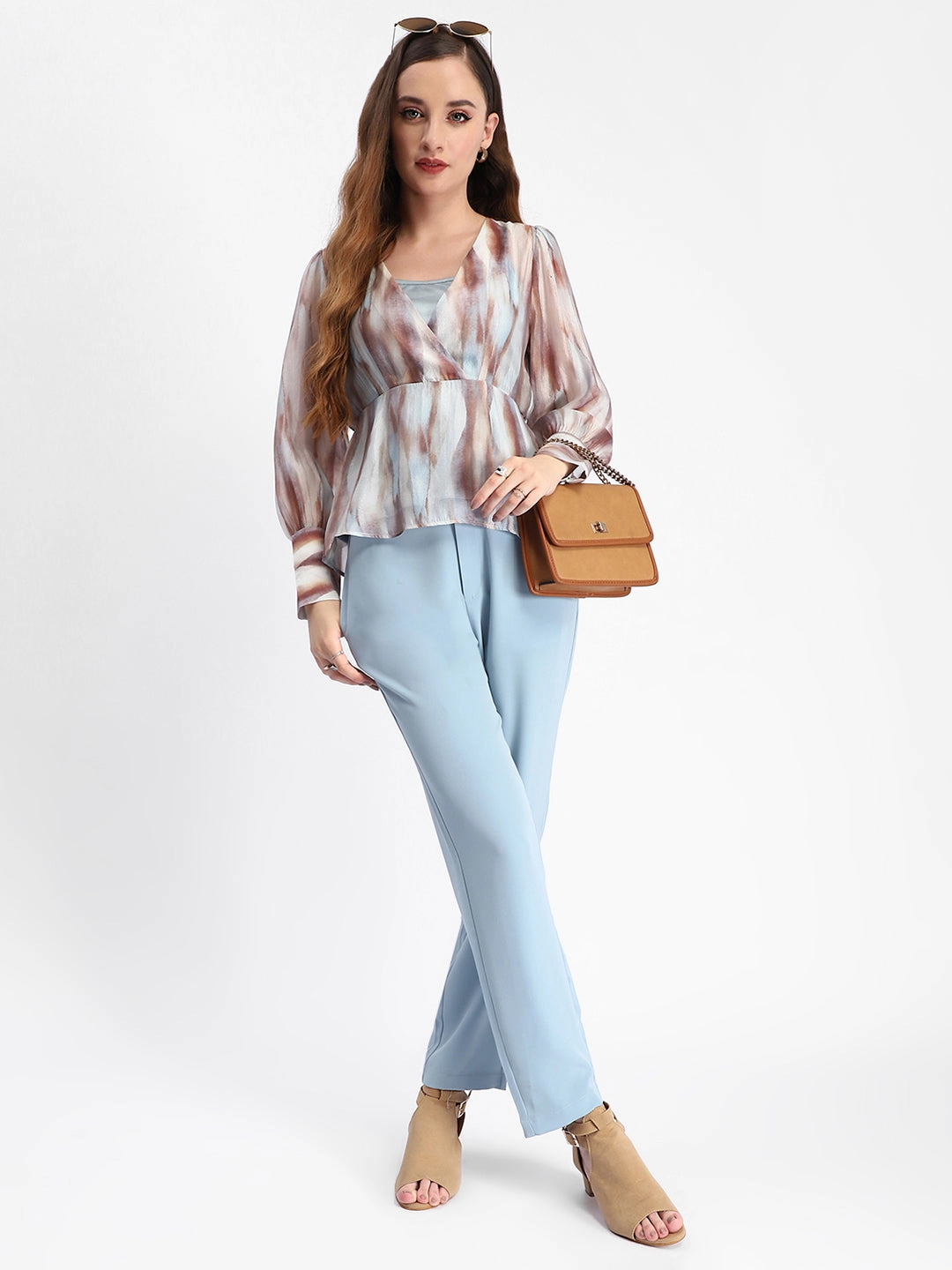 Madame Sky Blue Tapered Fit Trousers Chilly Weather