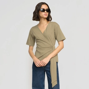 Sena Organic Cotton Wrap Tee Wrinkle-Free Versatile and Comfortable