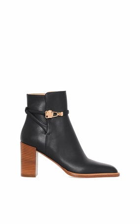 All Weather Functional Minimalist Nina Clasp Ankle Boot in Black Leather
