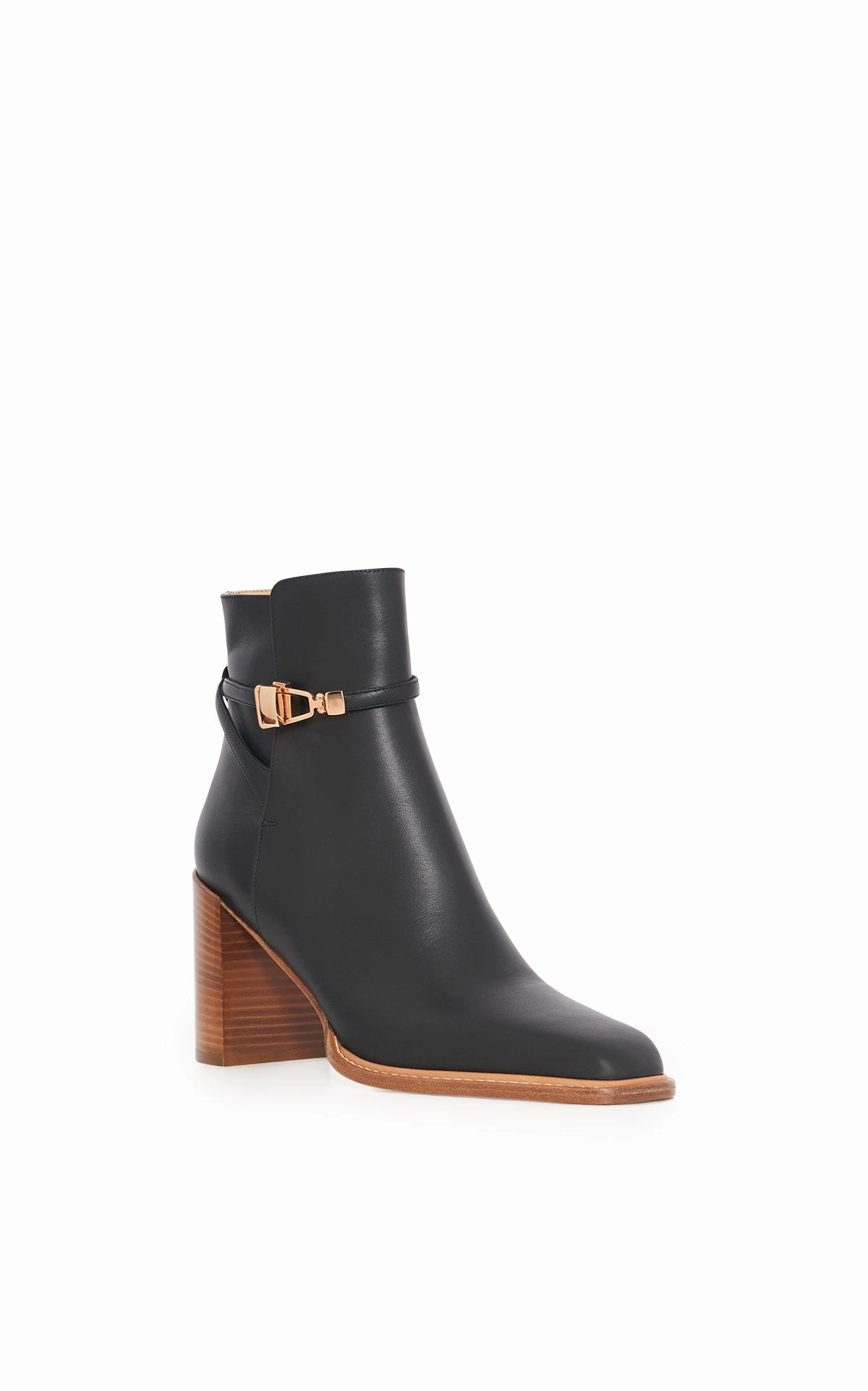 Nina Clasp Ankle Boot in Black Leather Comfort Lining Active Nomad Tough Weather