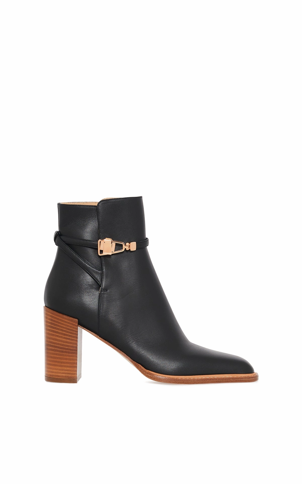 All Weather Functional Minimalist Nina Clasp Ankle Boot in Black Leather
