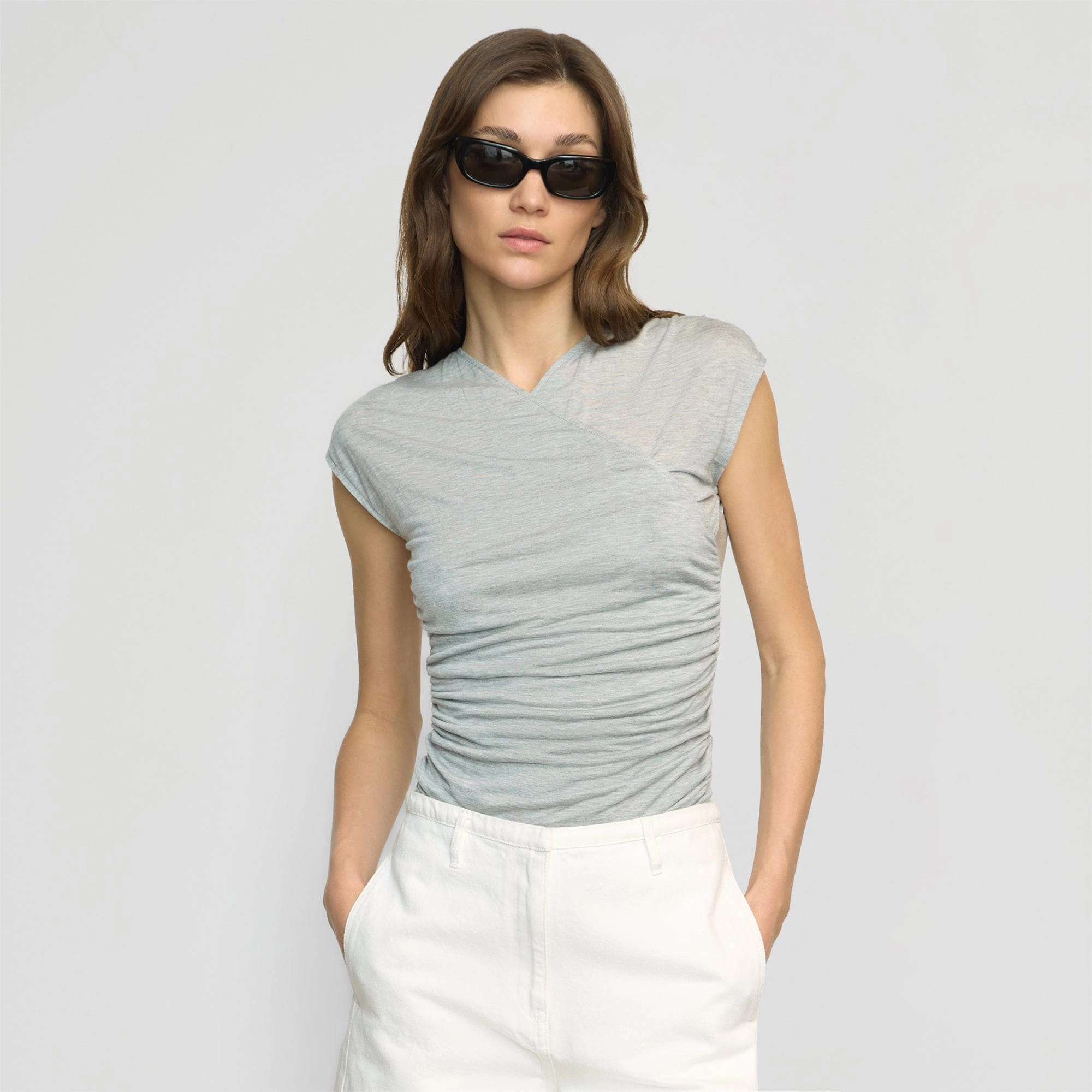 Lila Tencel Wrap-Neck Tee Everyday Fashion Casual Active