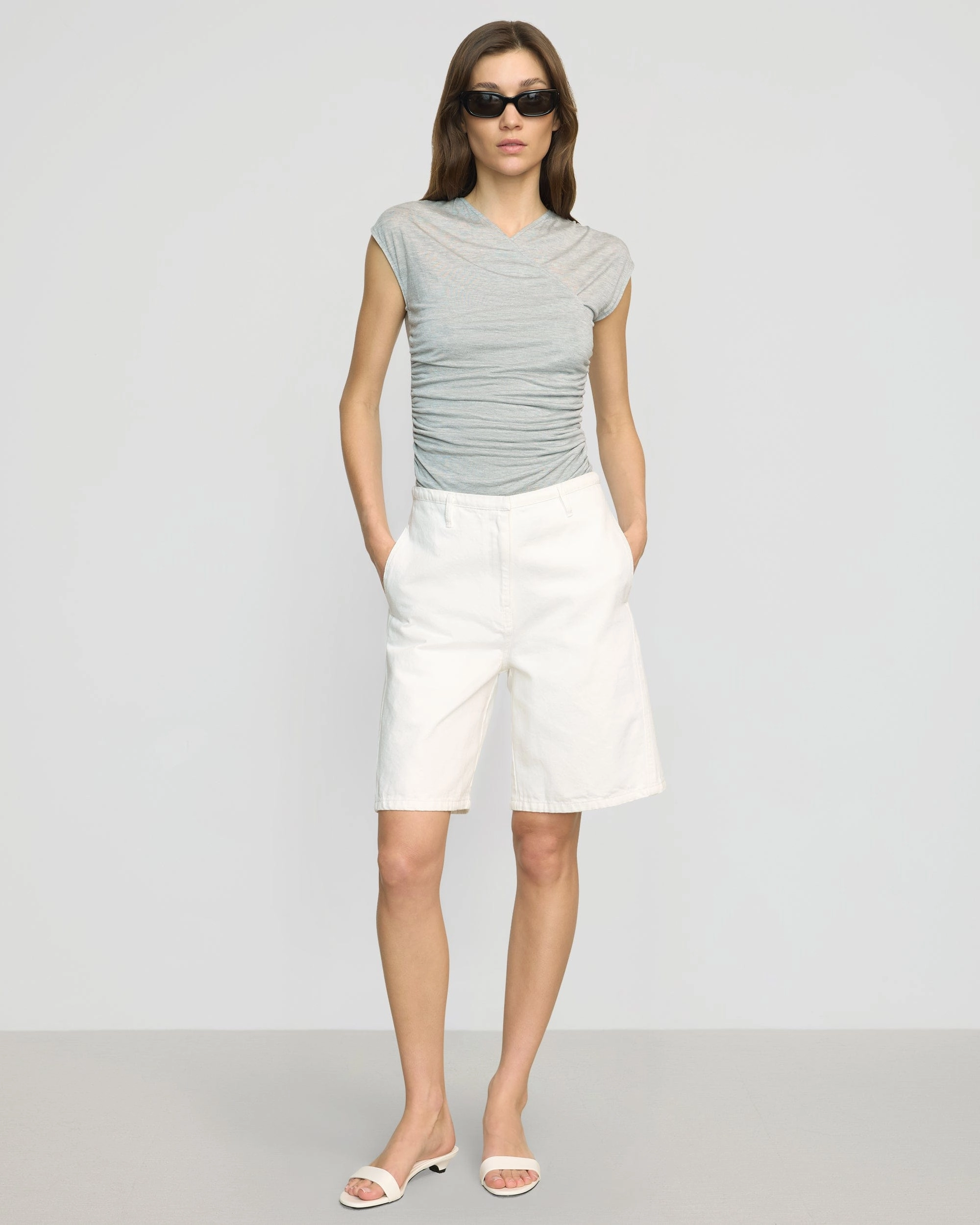 Active Essentials High Density Weave Lila Tencel Wrap-Neck Tee